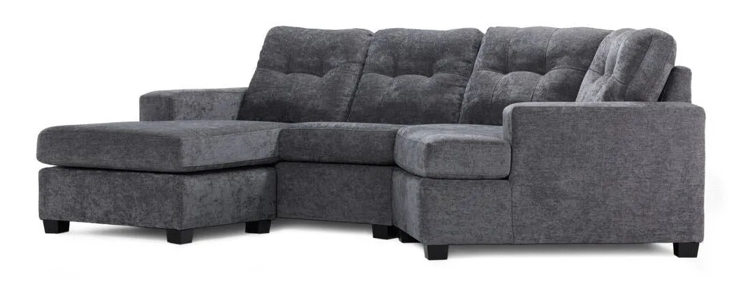 Abhi 3-Piece Sectional with Left-Facing Chaise - Grey