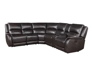 Adrian 6 Piece Chocolate Leather Power Sectional