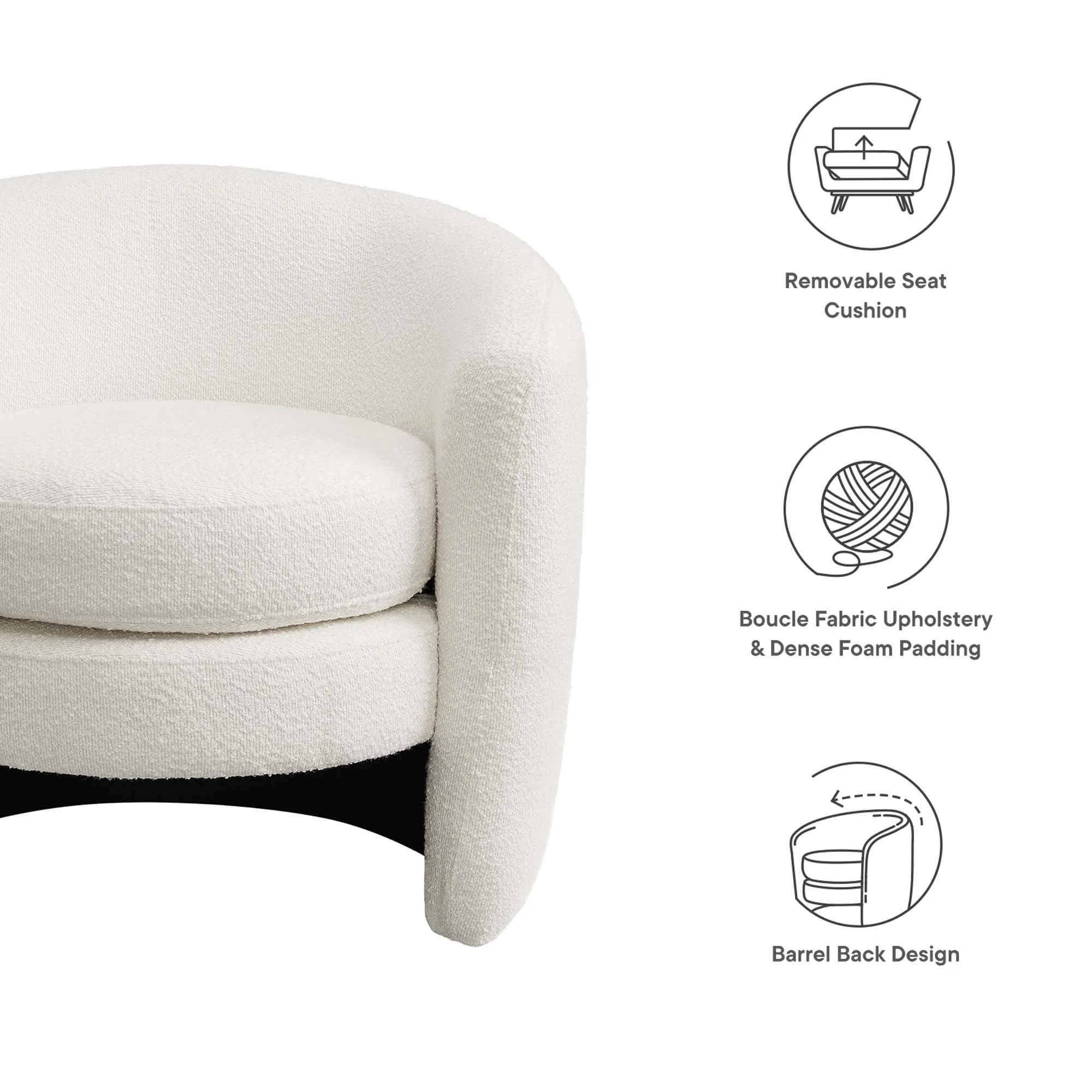 Affinity Upholstered Boucle Fabric Curved Back Armchair by Modway