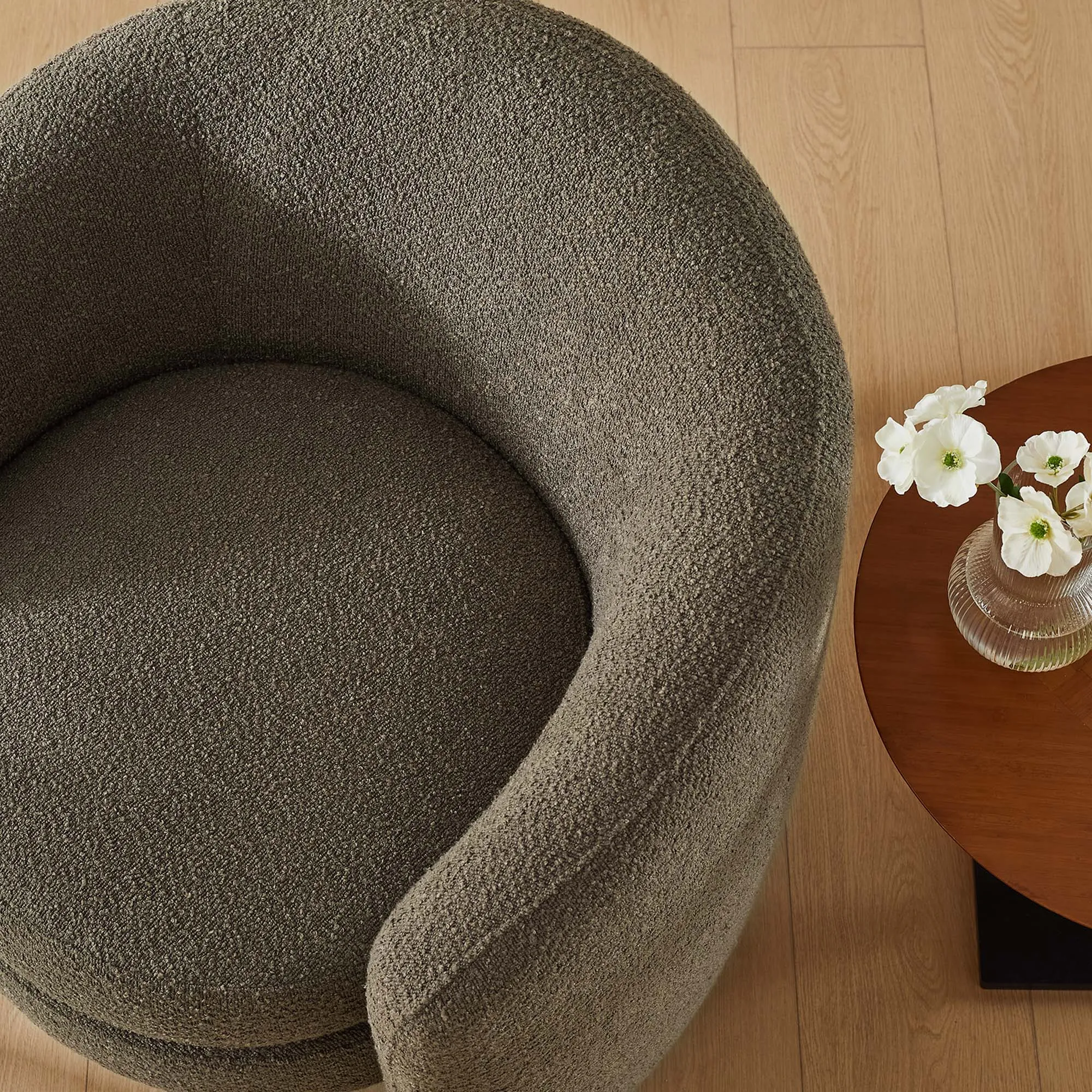 Affinity Upholstered Boucle Fabric Curved Back Armchair by Modway