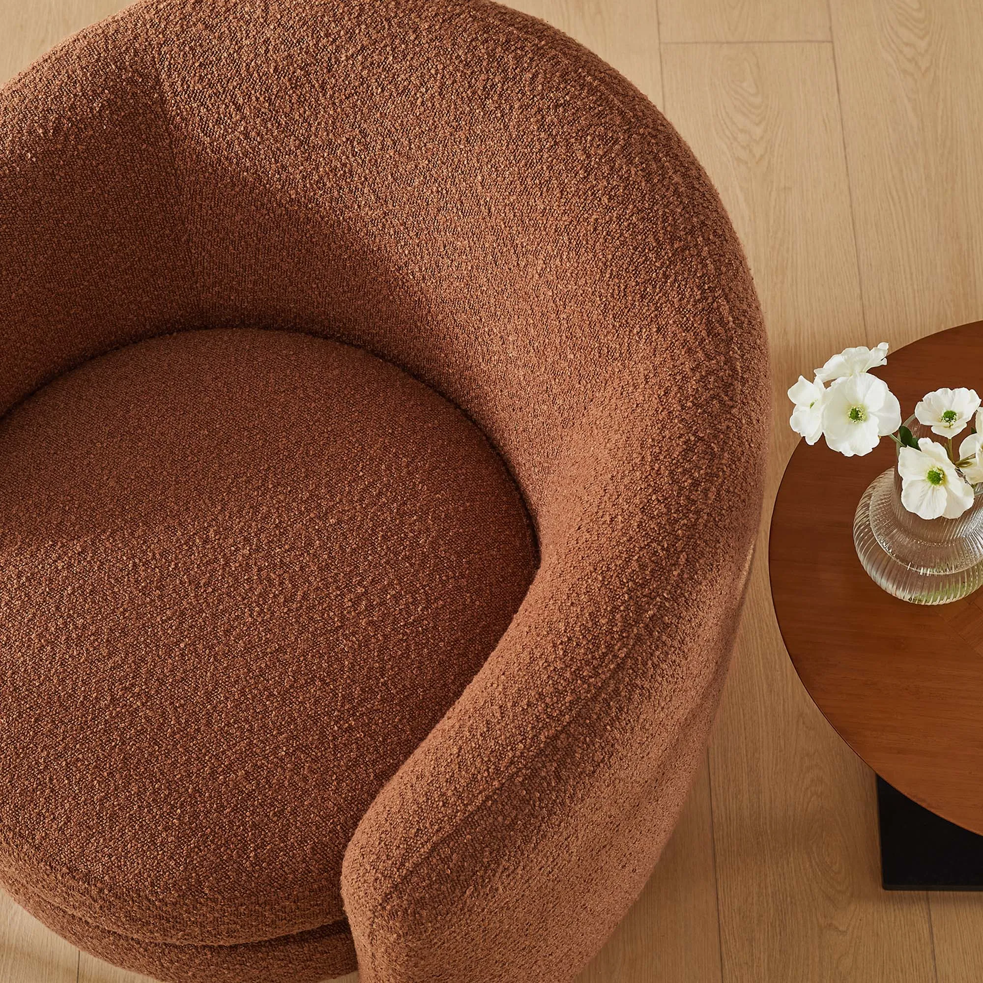 Affinity Upholstered Boucle Fabric Curved Back Armchair by Modway