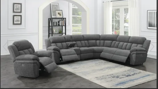 Bahrain 6-Piece Upholstered Power Sectional Charcoal