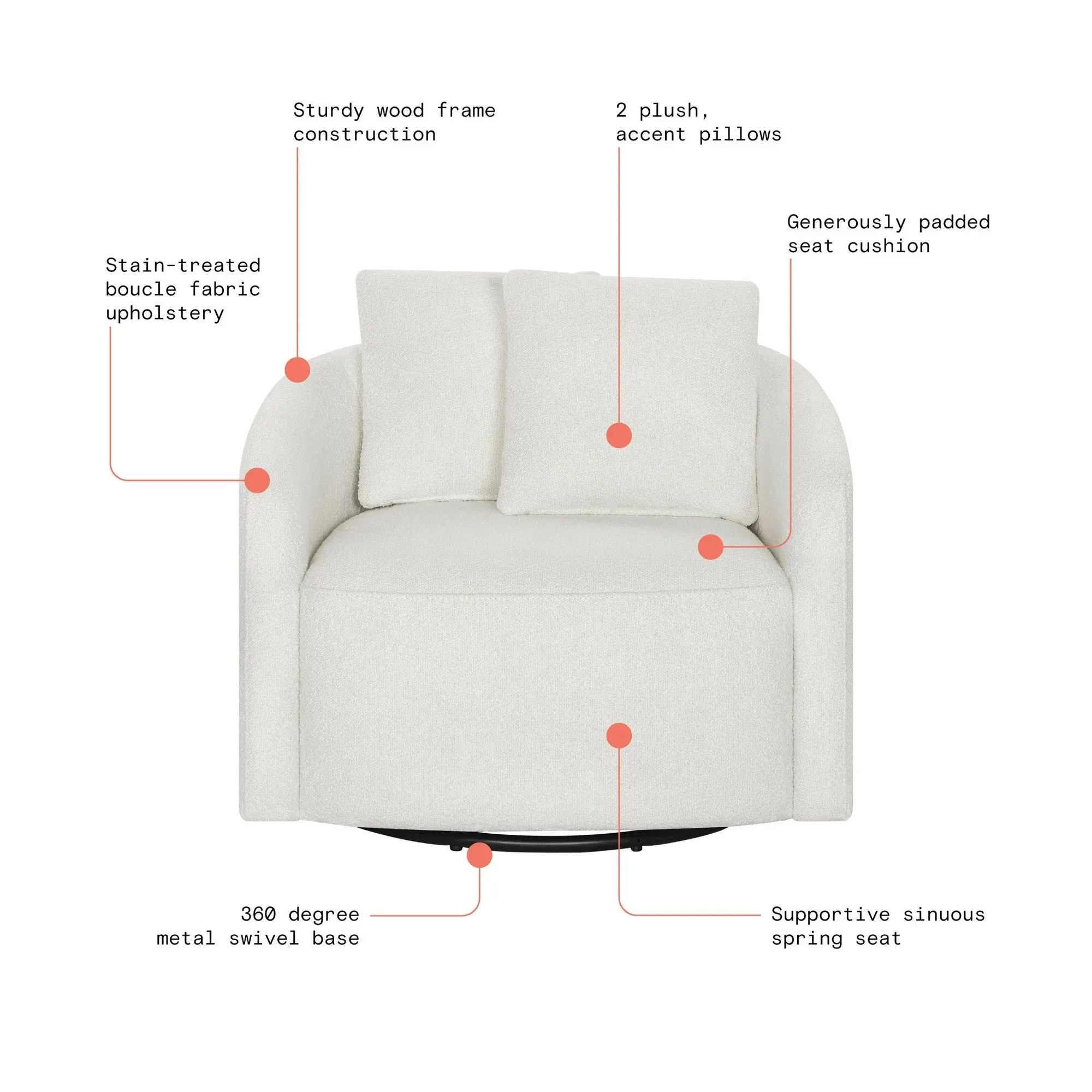 Beautiful LS-BT-029 Drew Kids Accent Chair by Drew Barrymore, Cream