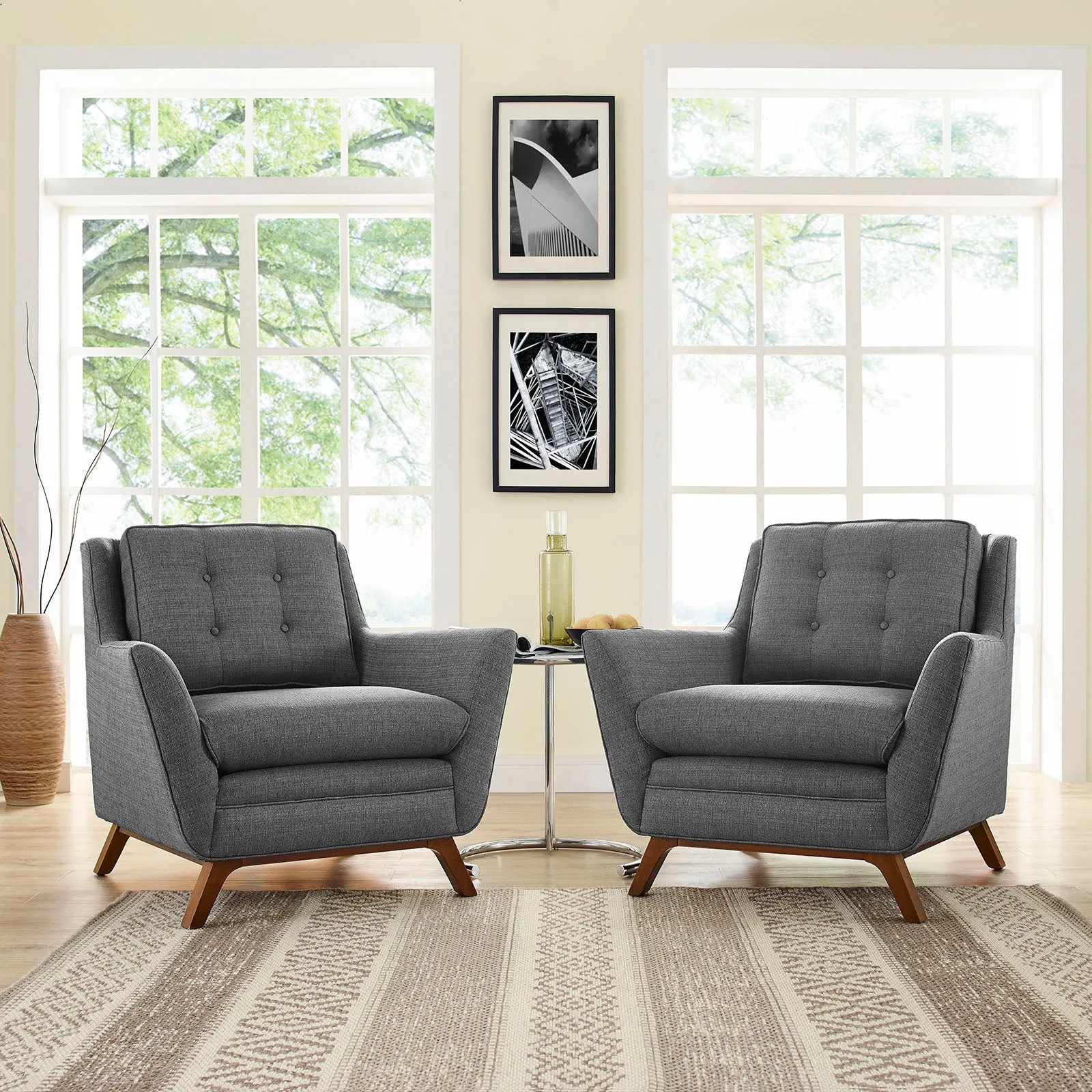 Beguile 2 Piece Upholstered Fabric Living Room Set by Modway