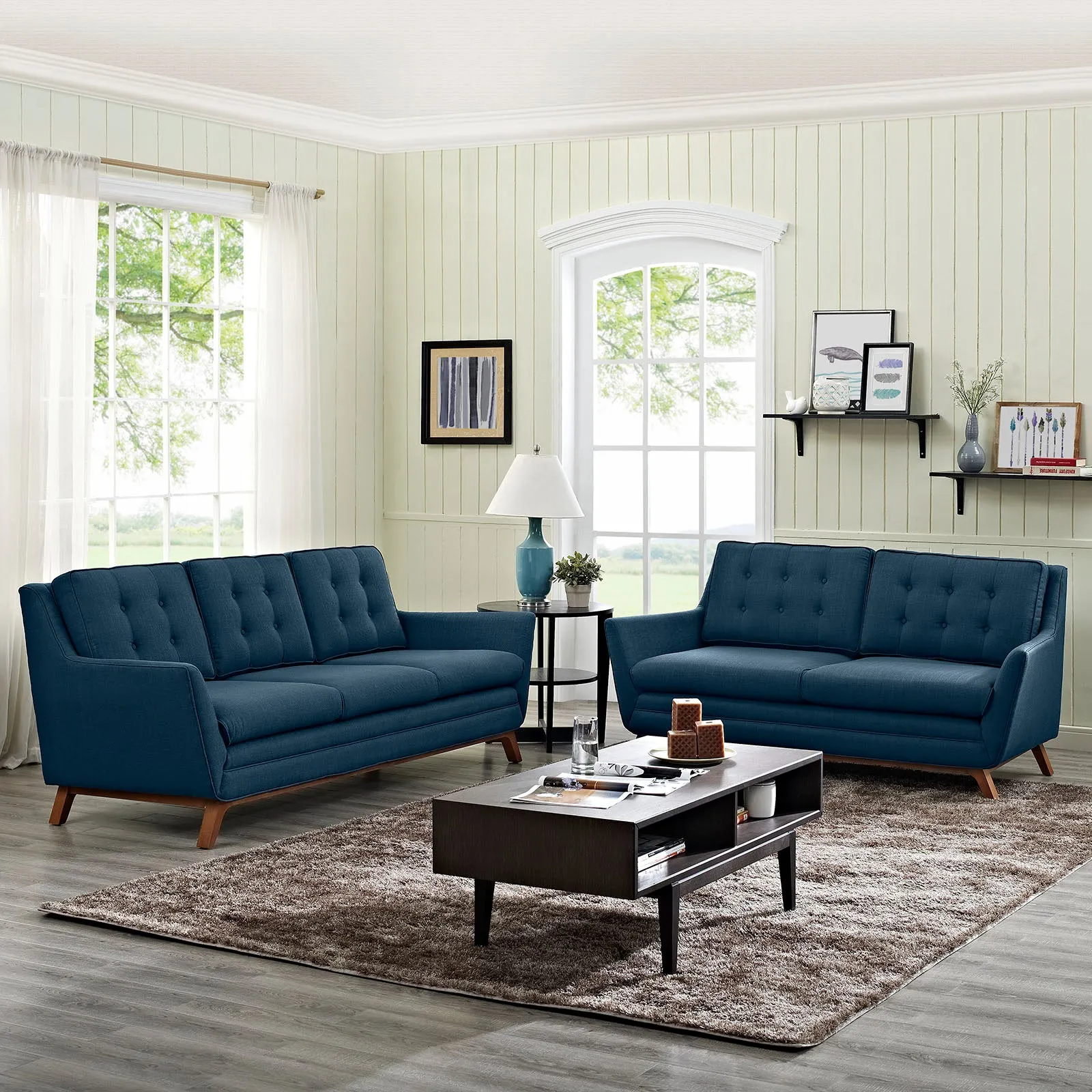 Beguile Living Room Set Upholstered Fabric Set of 2 by Modway