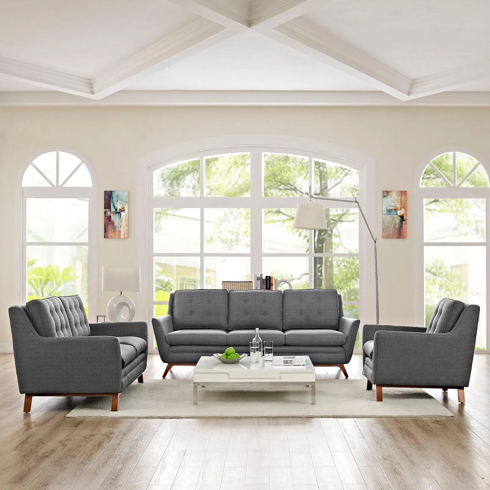 Beguile Living Room Set Upholstered Fabric Set of 3 by Modway