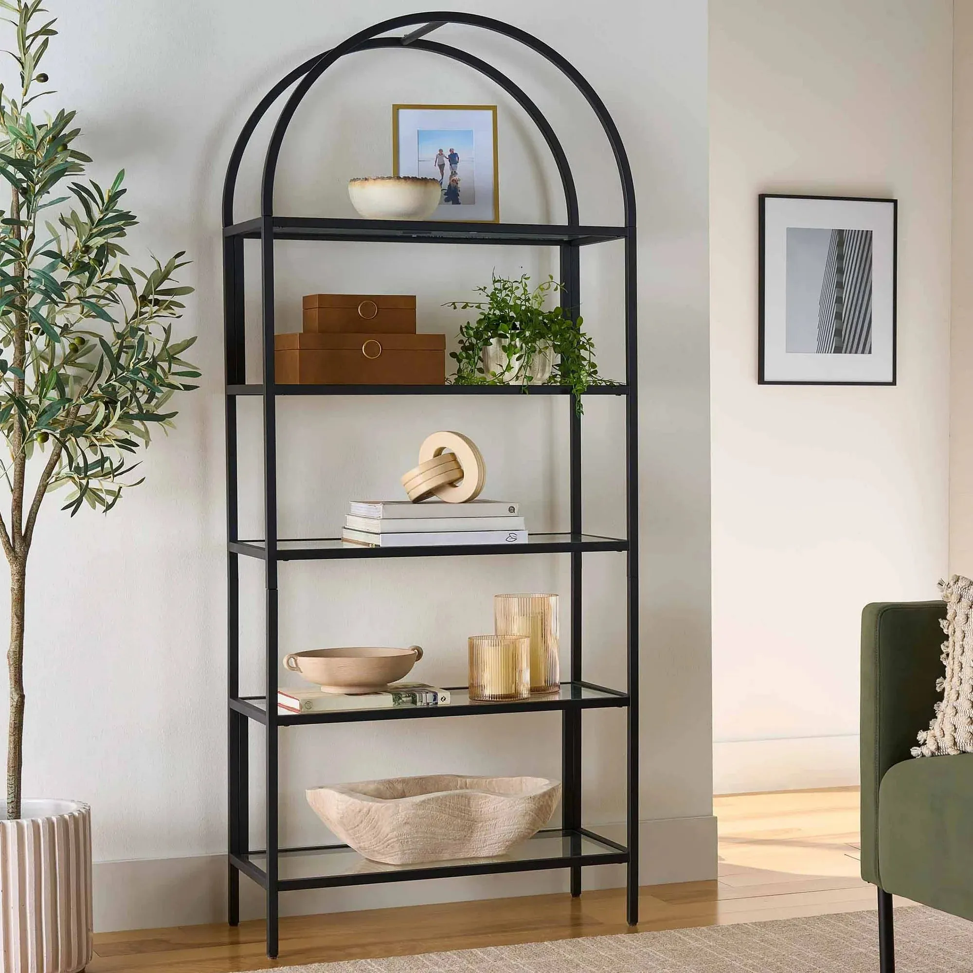 Better Homes & Gardens 435778 Nola Arc Bookshelf, Black Finish