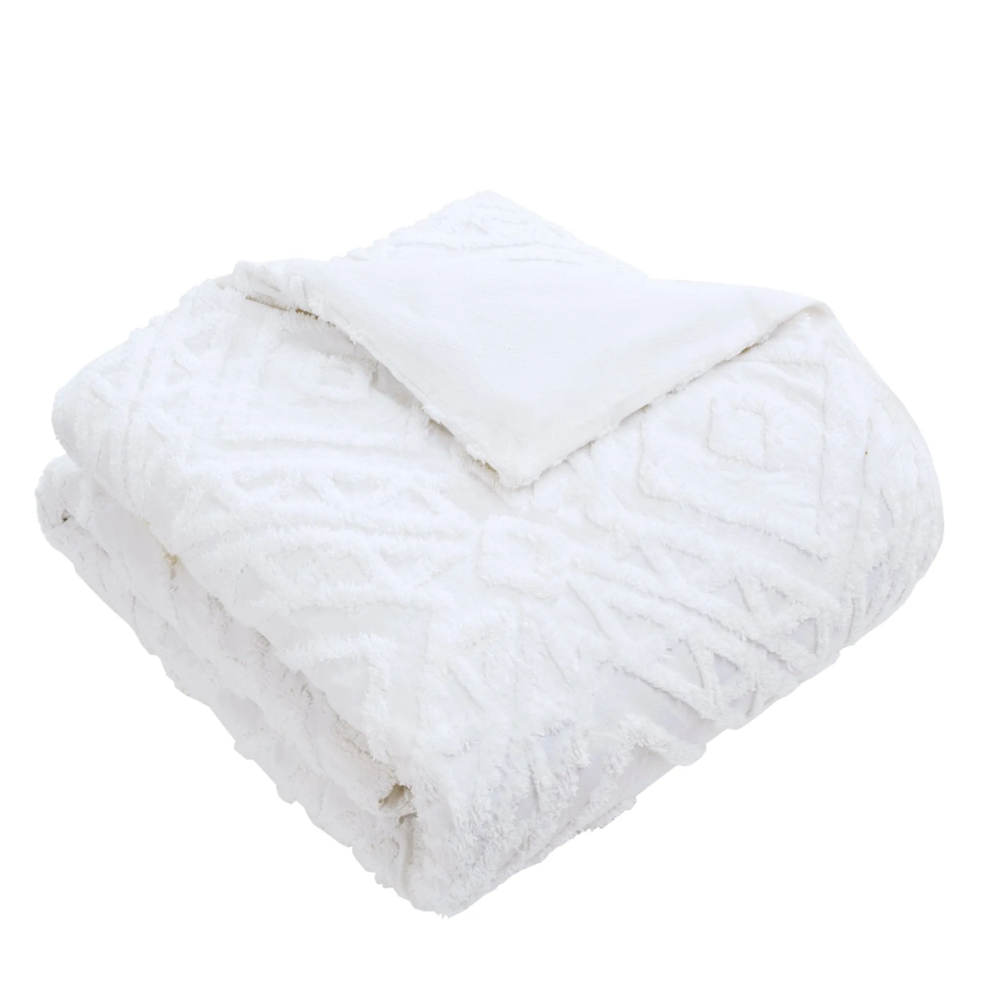 Better Homes & Gardens BH18-001-399-43 Chenille 3 Piece Duvet Cover Set, King, White