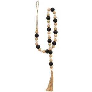 *Black Natural White Wooden Bead Garland 34"L