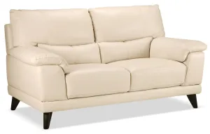 Braylon Leather Loveseat - Bisque