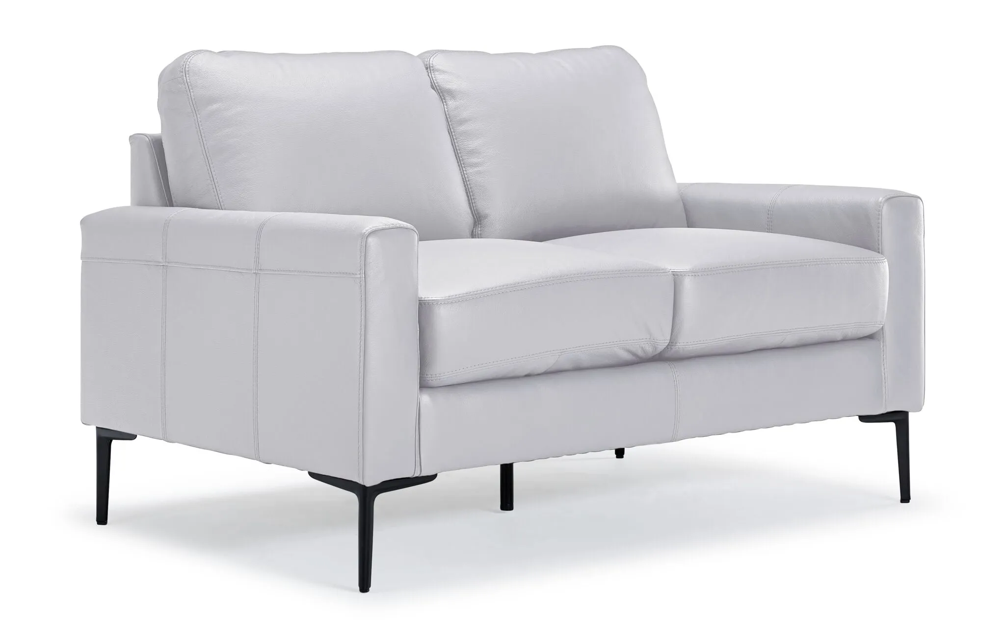Chito Leather Loveseat - Silver Grey