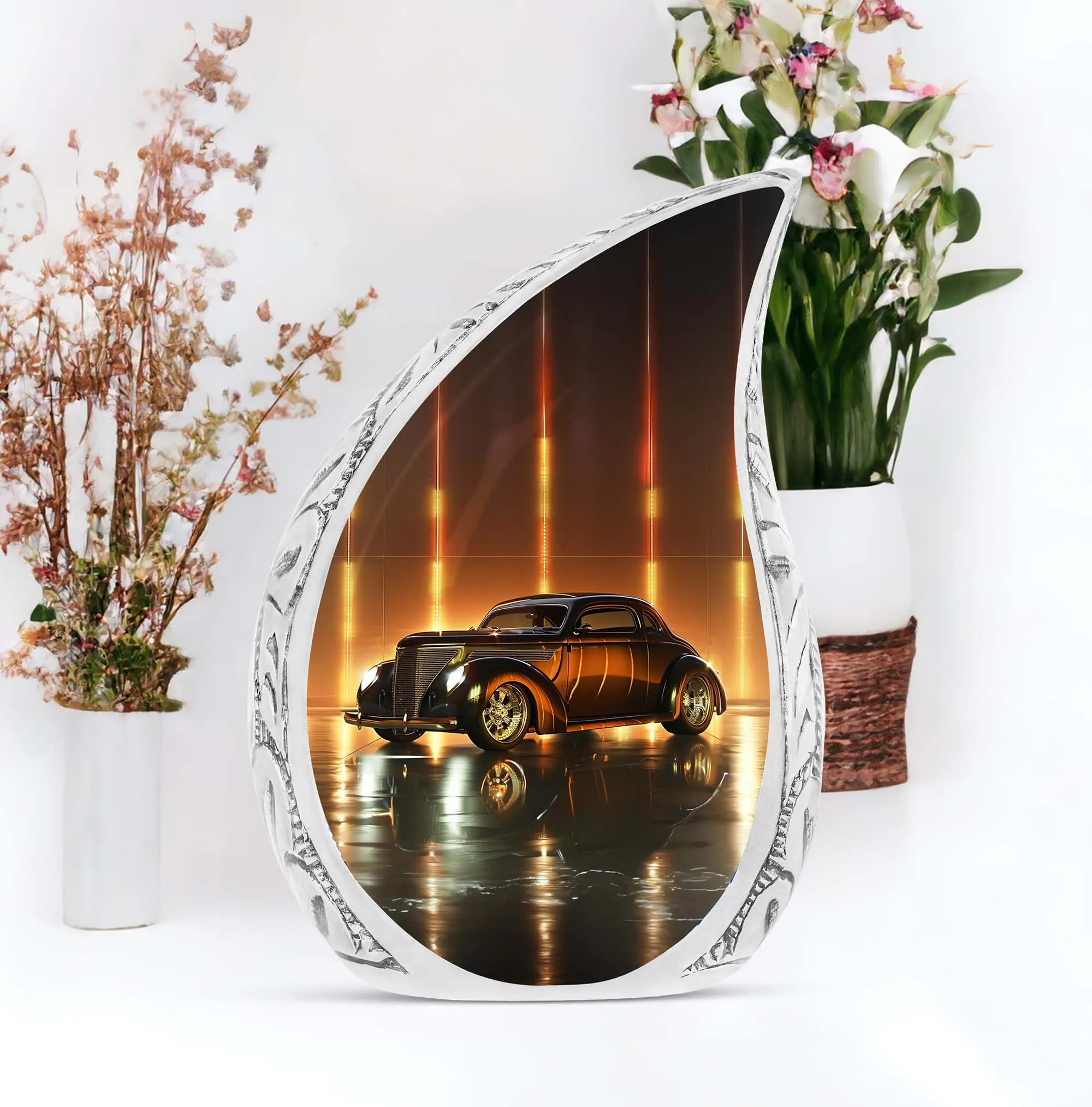 Classic Car Adult Cremation Urn, Miniature Memorial Ashes Holder for Women