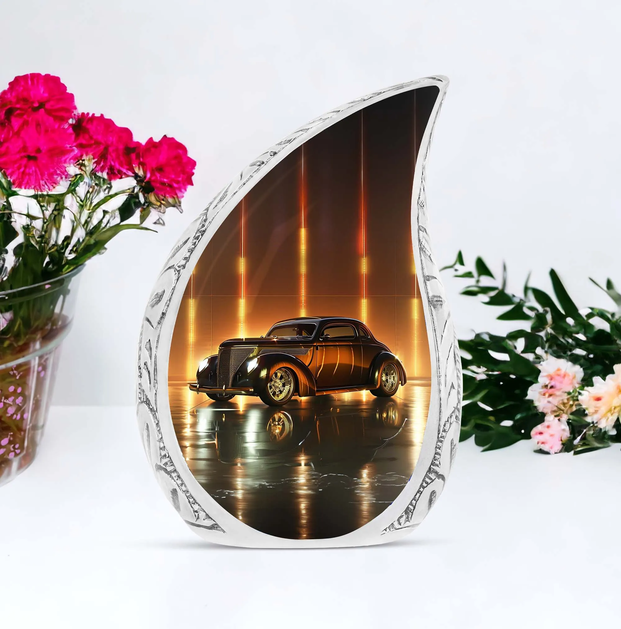 Classic Car Adult Cremation Urn, Miniature Memorial Ashes Holder for Women