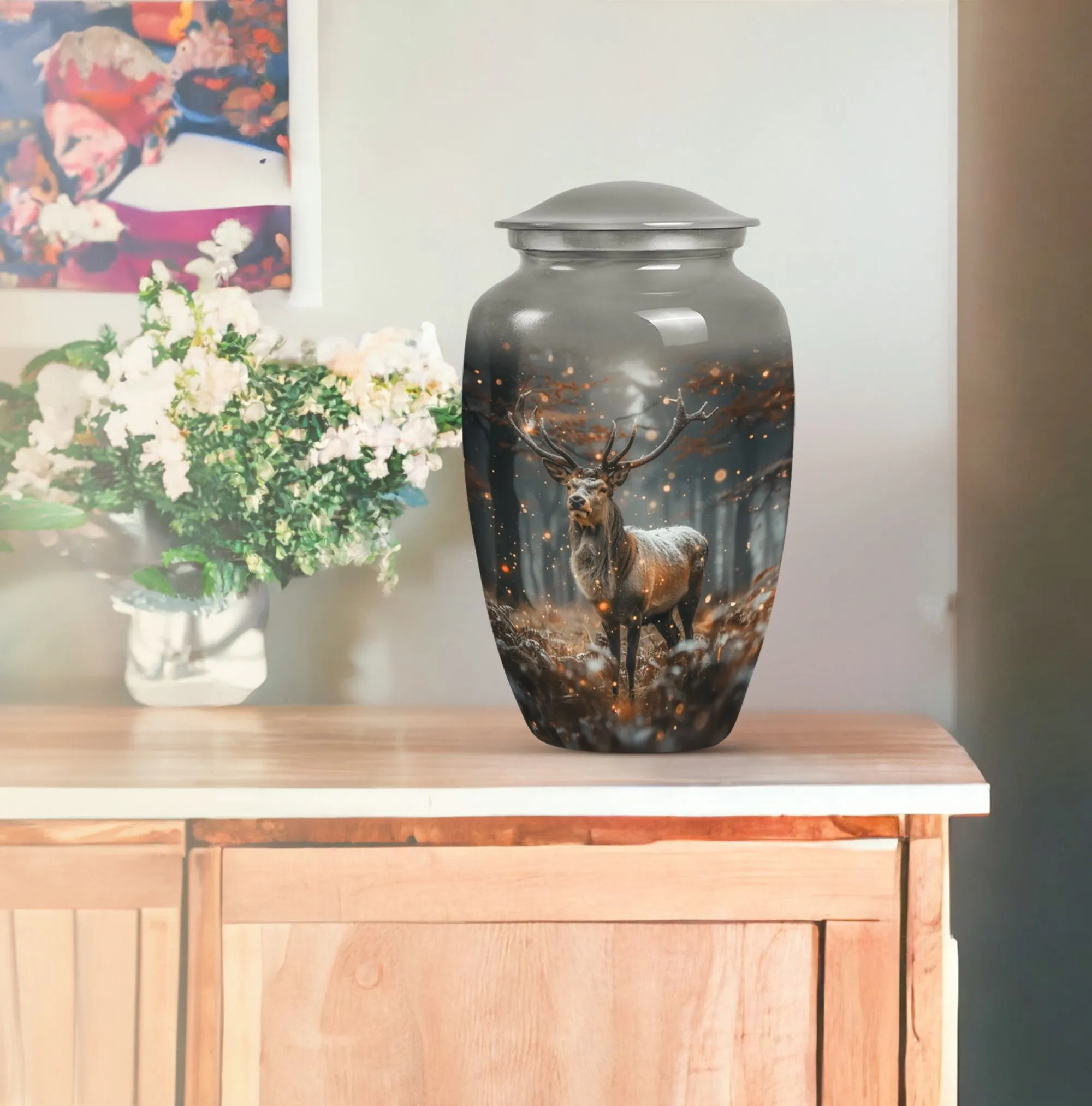 Classic Deer Urn: Memorial Cremation with Personalized