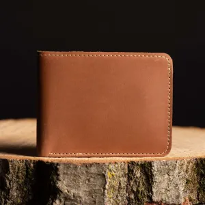 Cognac Full Grain Leather Minimalist Wallet