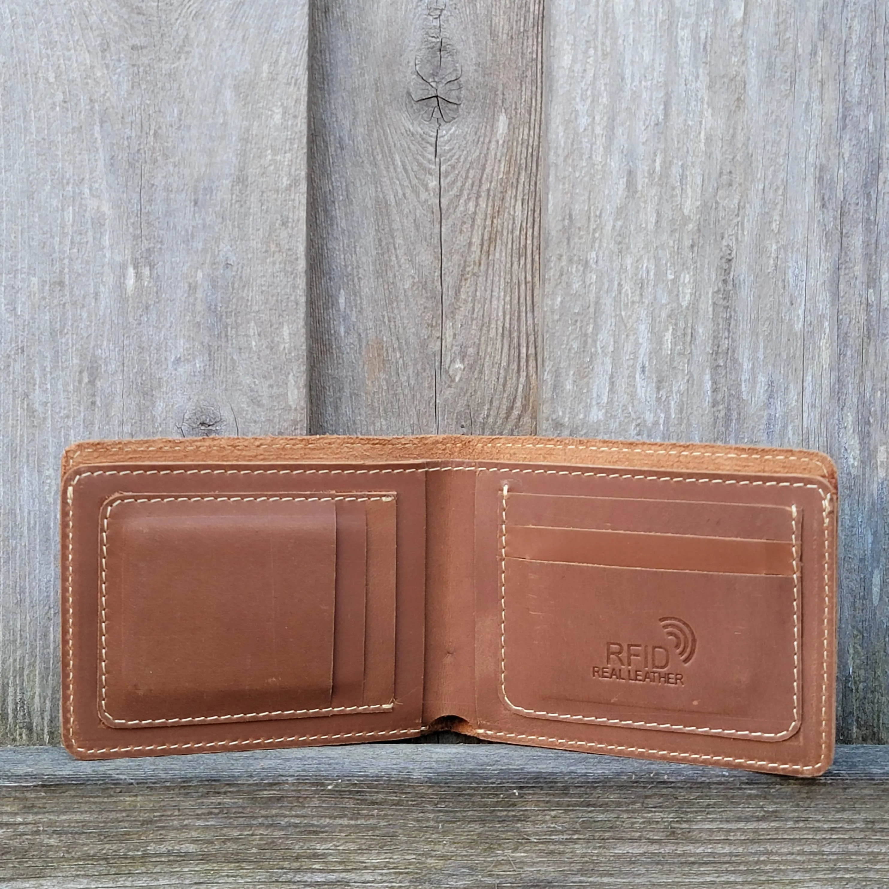 Cognac Full Grain Leather Minimalist Wallet