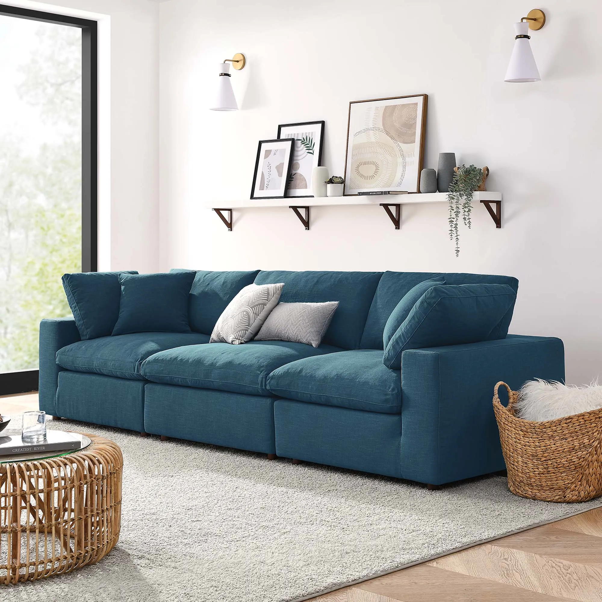 Commix 3 Piece Down Filled Overstuffed Sectional Sofa Set by Modway