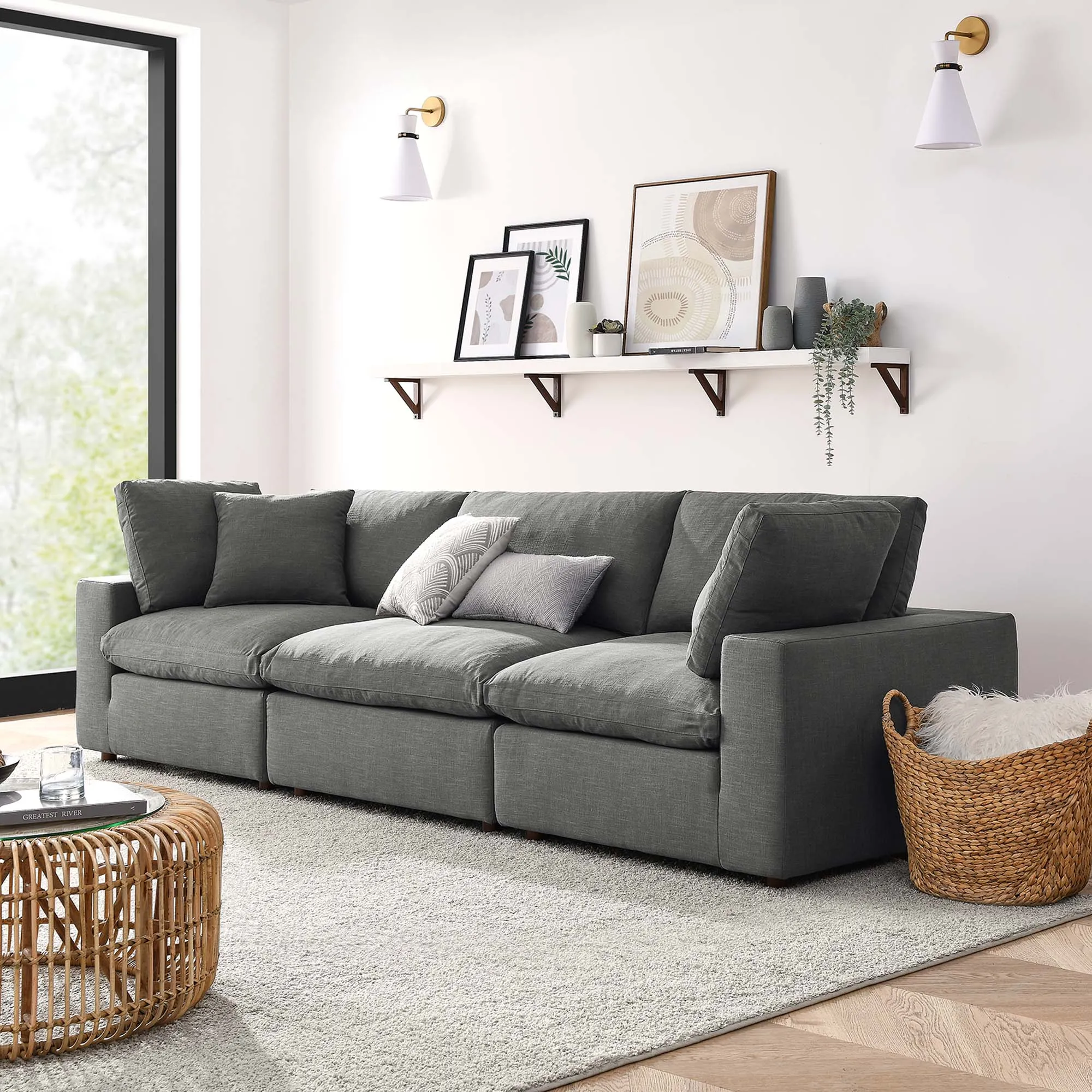 Commix 3 Piece Down Filled Overstuffed Sectional Sofa Set by Modway