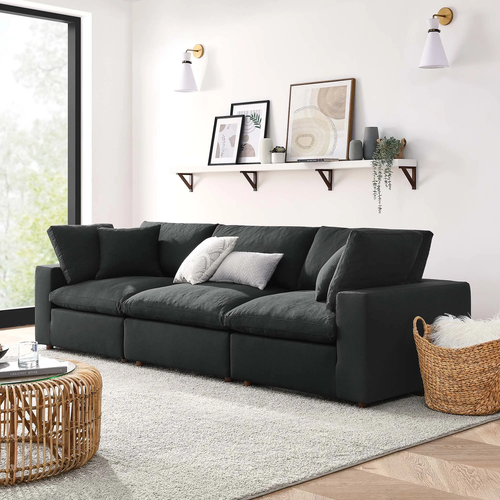 Commix 3 Piece Down Filled Overstuffed Sectional Sofa Set by Modway
