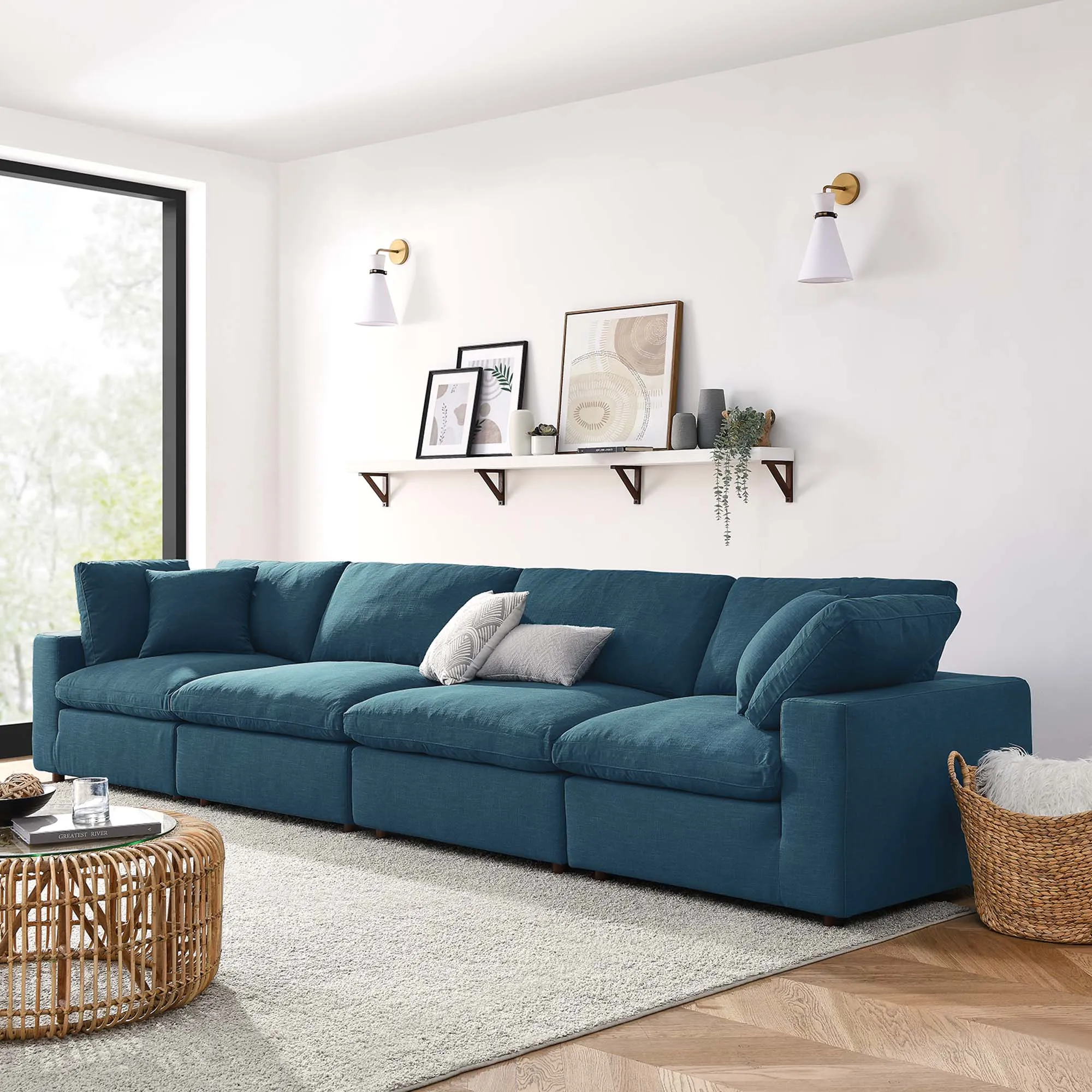 Commix 4 Piece Down Filled Overstuffed Sectional Sofa Set by Modway