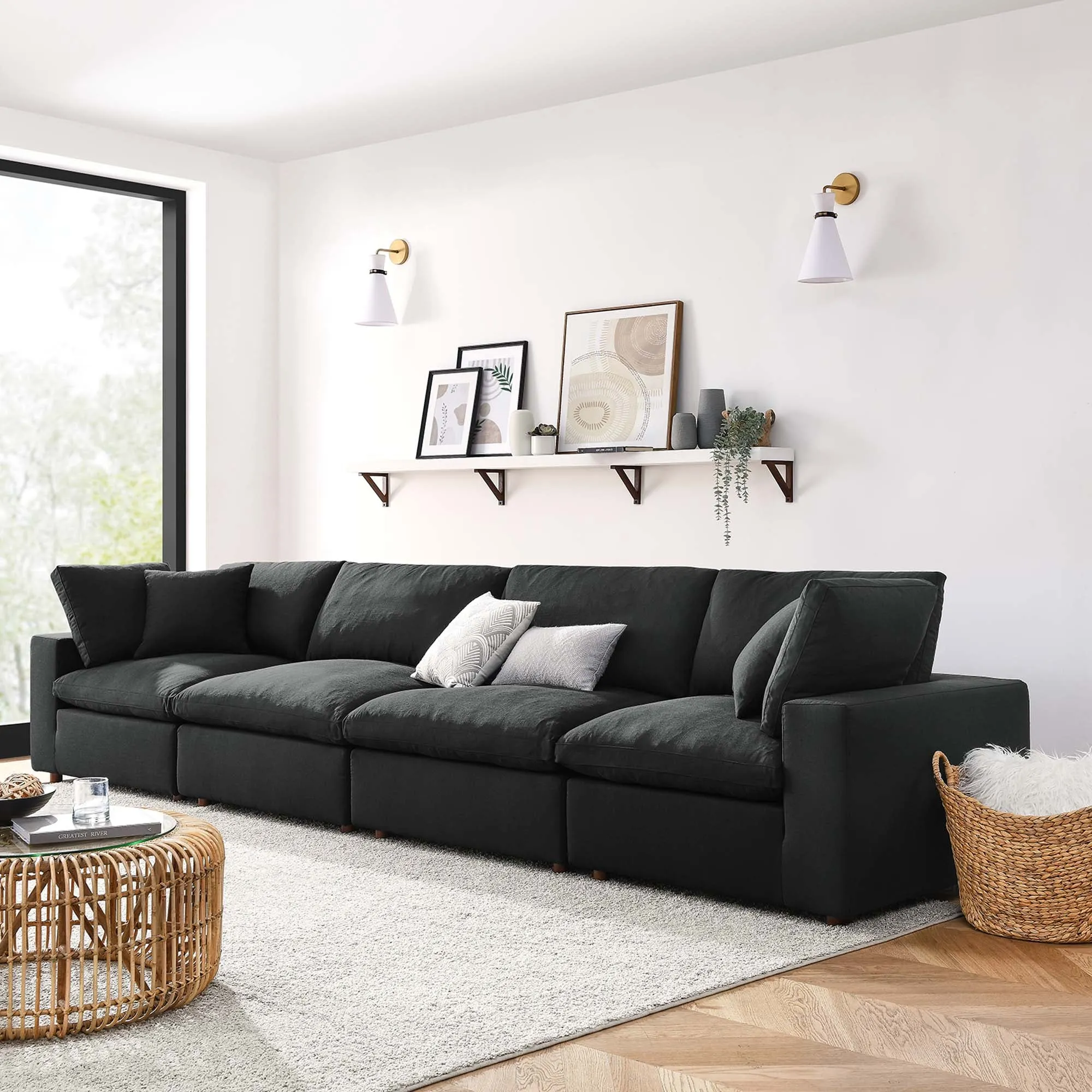 Commix 4 Piece Down Filled Overstuffed Sectional Sofa Set by Modway