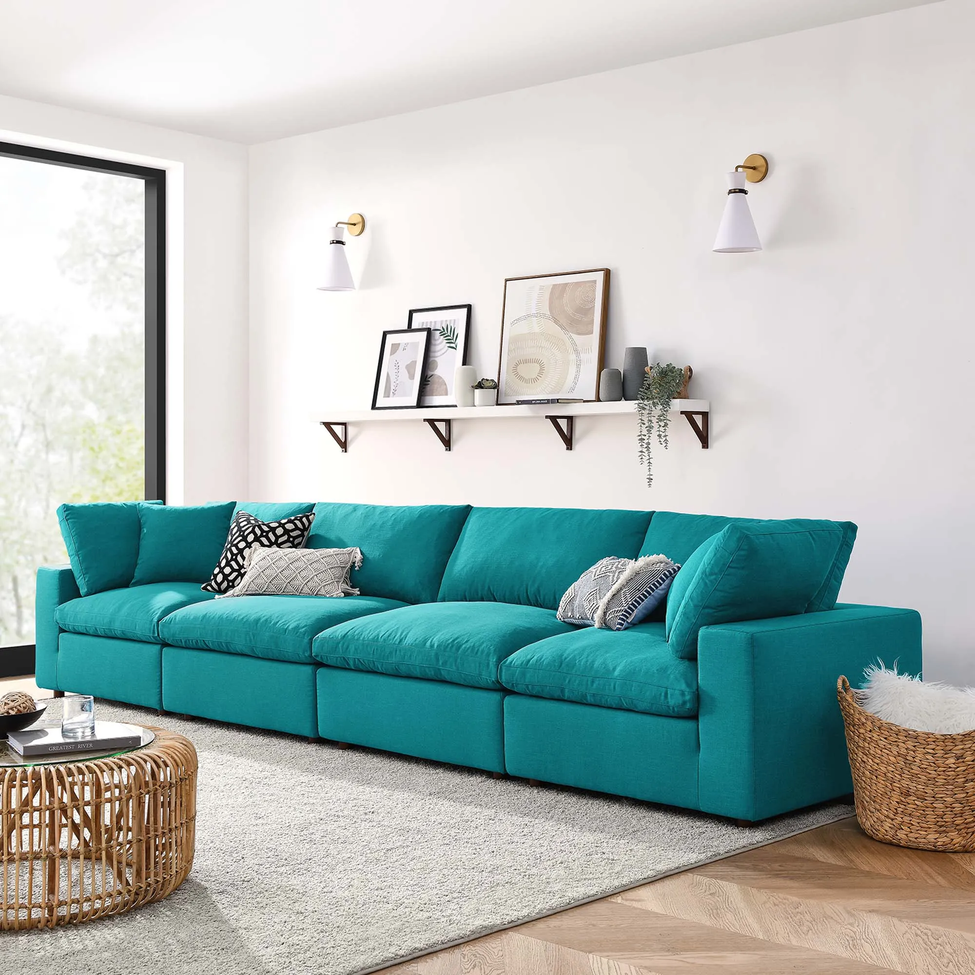 Commix 4 Piece Down Filled Overstuffed Sectional Sofa Set by Modway