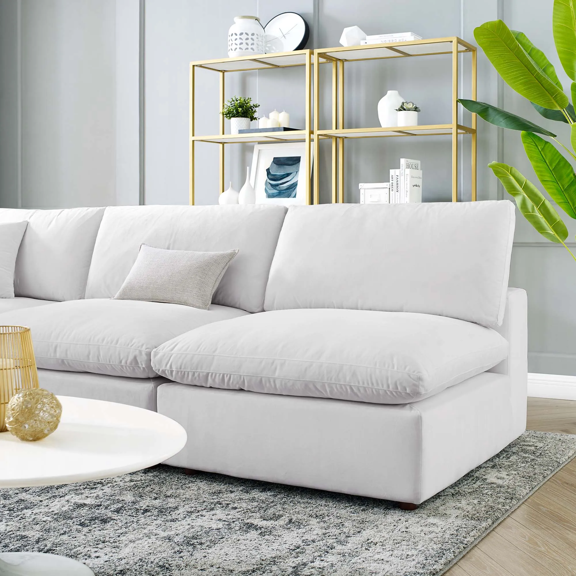 Commix 5-Piece Down Filled Overstuffed Performance Velvet Sectional Sofa by Modway