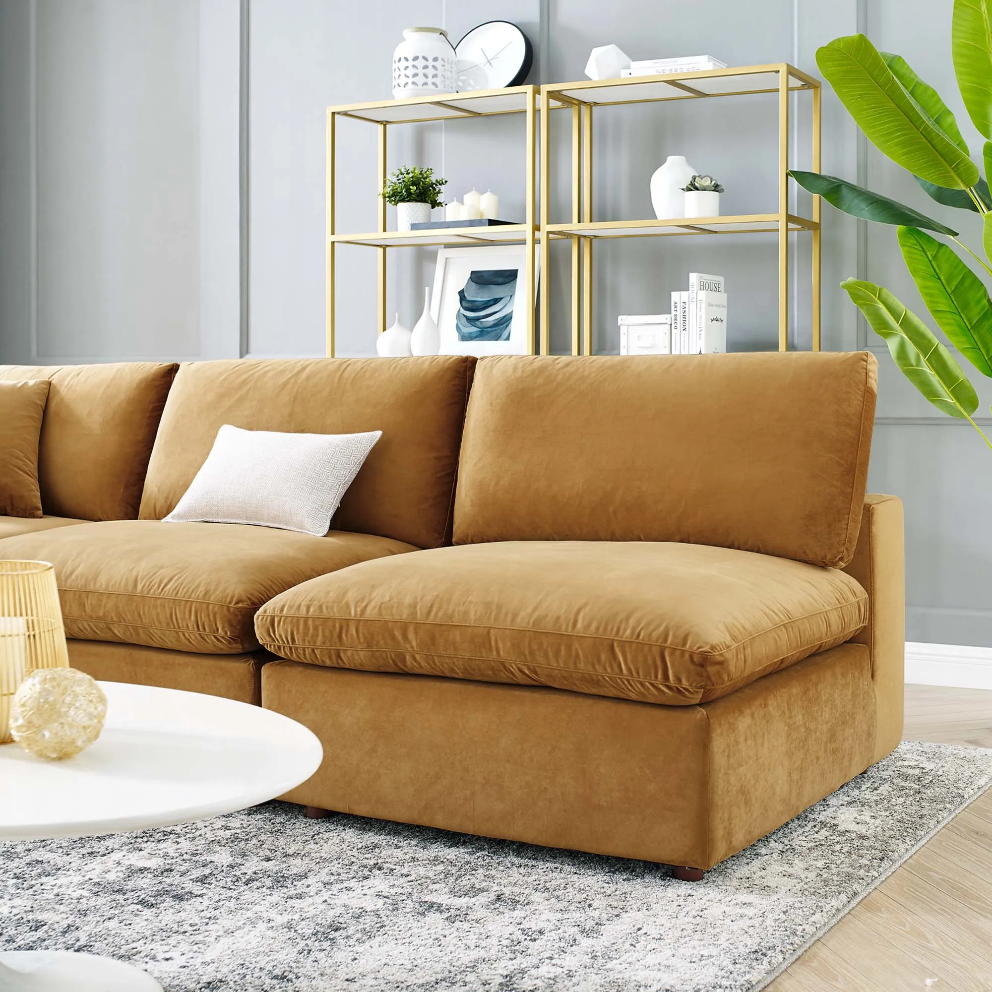 Commix 5-Piece Down Filled Overstuffed Performance Velvet Sectional Sofa by Modway