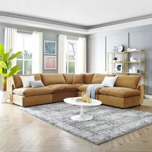 Commix 5-Piece Down Filled Overstuffed Performance Velvet Sectional Sofa by Modway