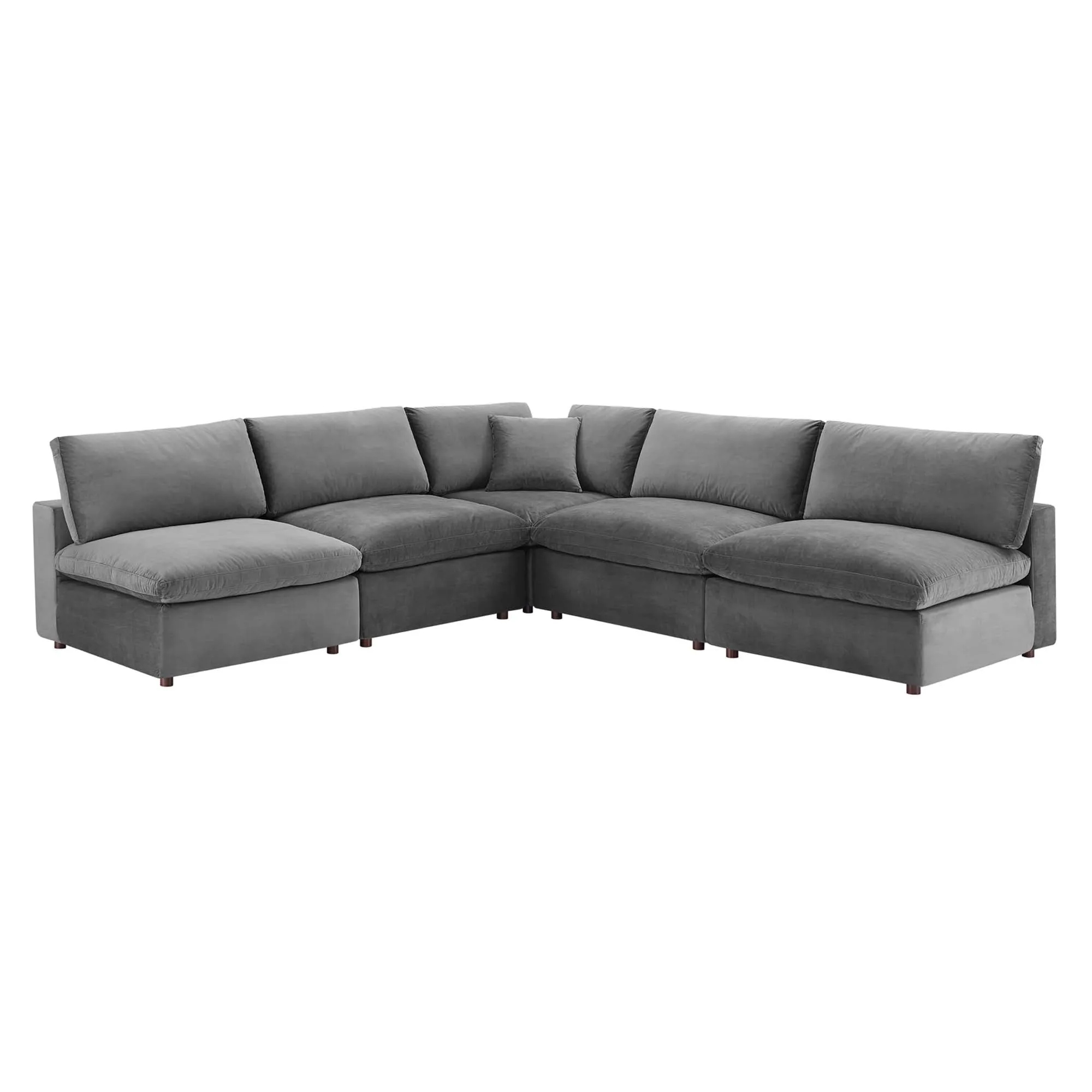 Commix 5-Piece Down Filled Overstuffed Performance Velvet Sectional Sofa by Modway