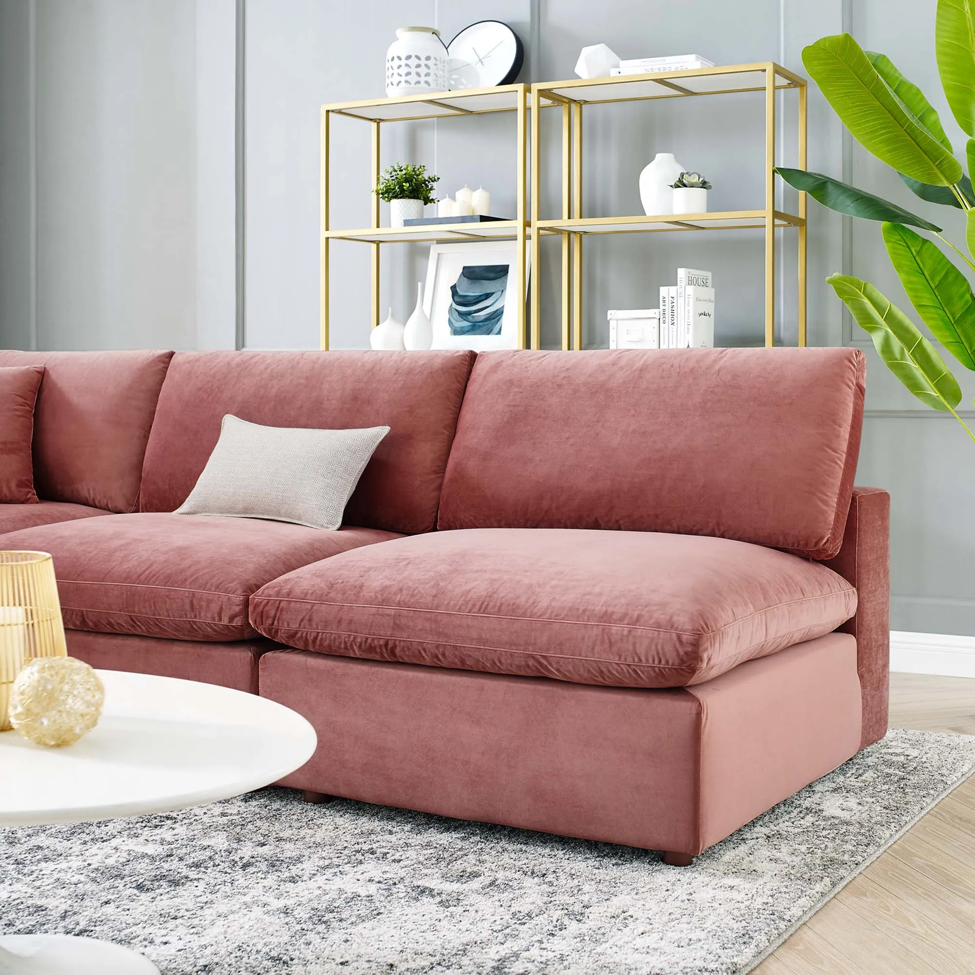 Commix 5-Piece Down Filled Overstuffed Performance Velvet Sectional Sofa by Modway