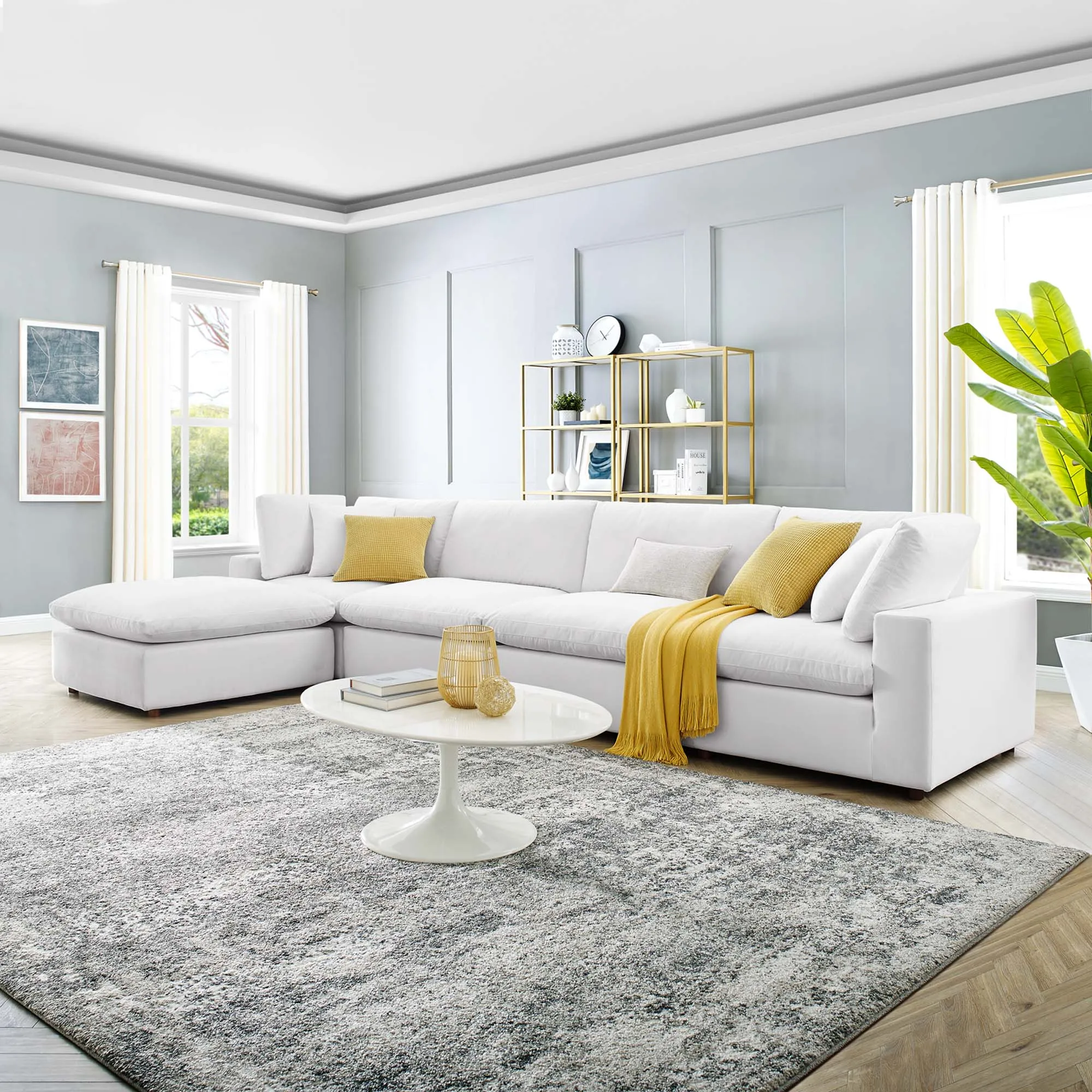 Commix 5-Piece Down Filled Overstuffed Performance Velvet Sectional Sofa by Modway