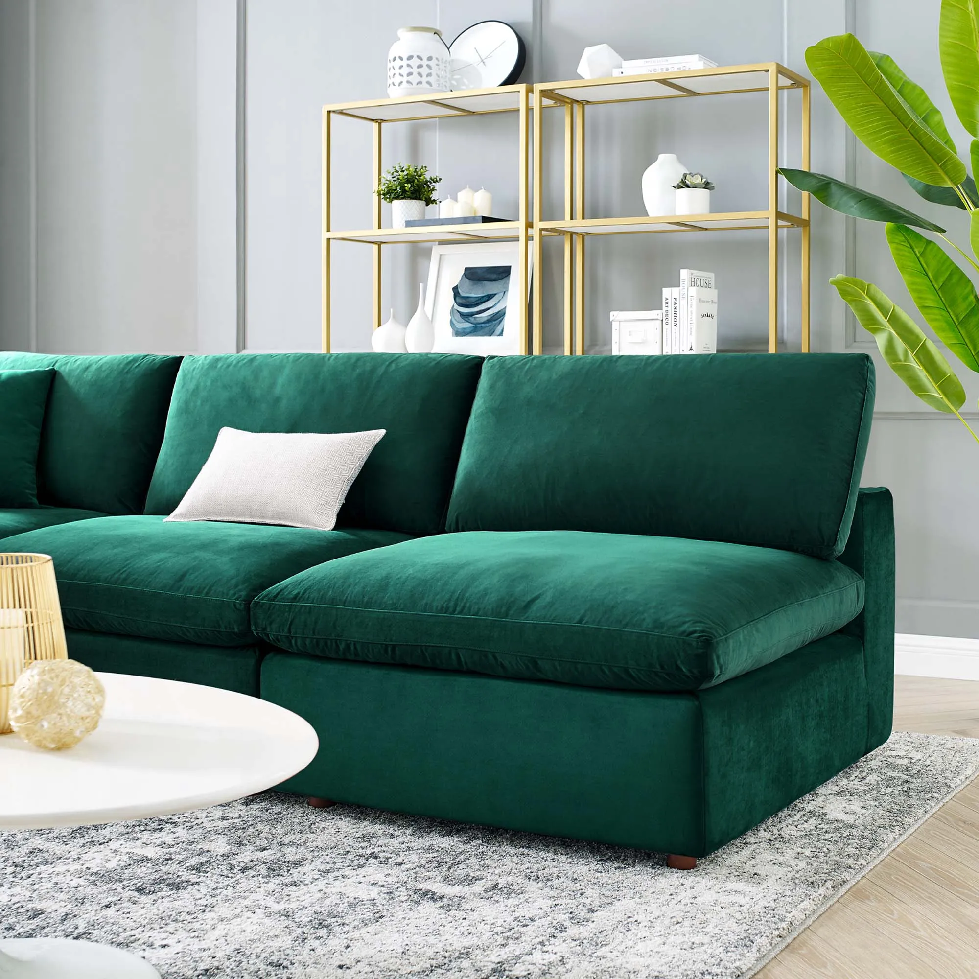 Commix 5-Piece Down Filled Overstuffed Performance Velvet Sectional Sofa by Modway