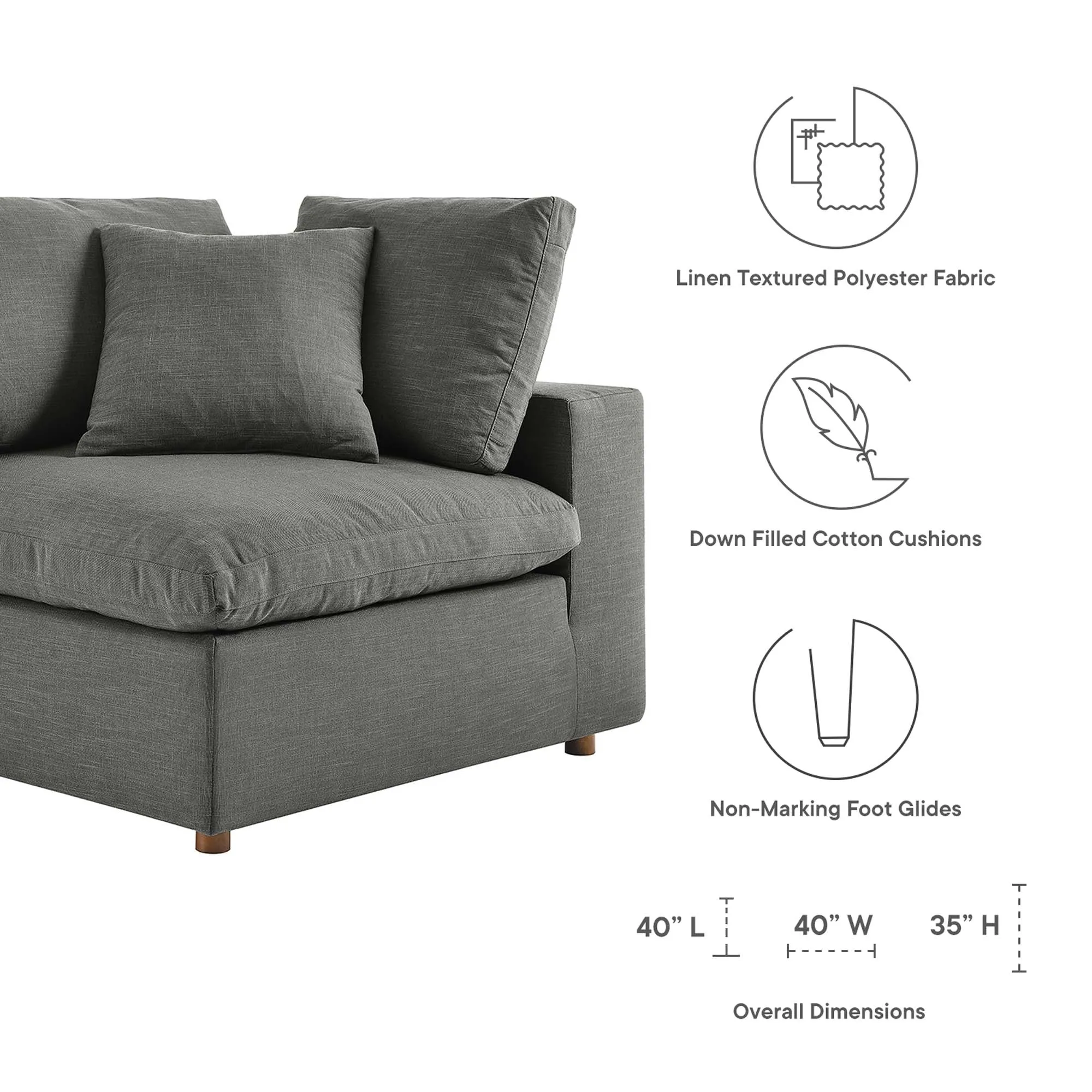 Commix 5 Piece Down Filled Overstuffed Sectional Sofa by Modway