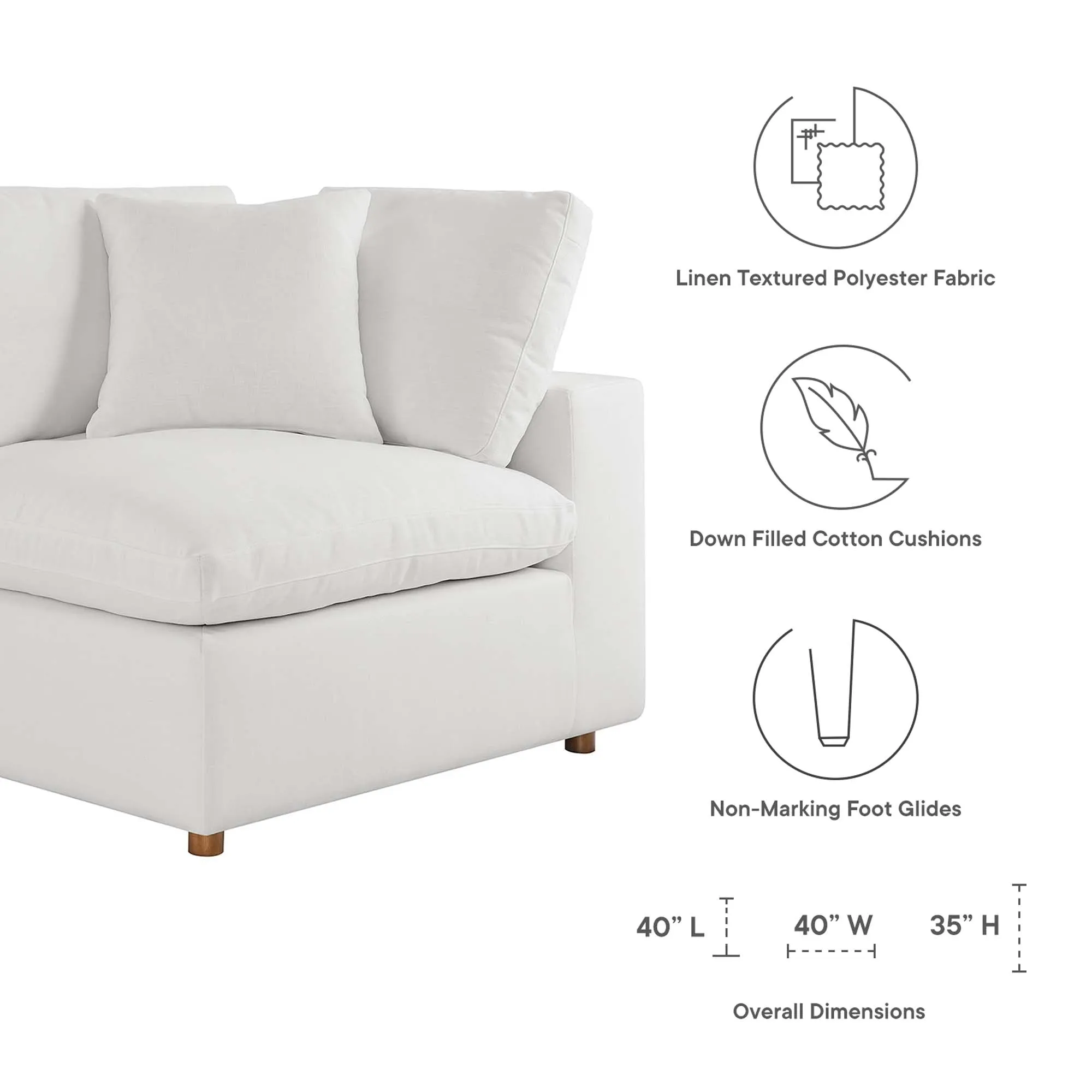 Commix 5 Piece Down Filled Overstuffed Sectional Sofa by Modway