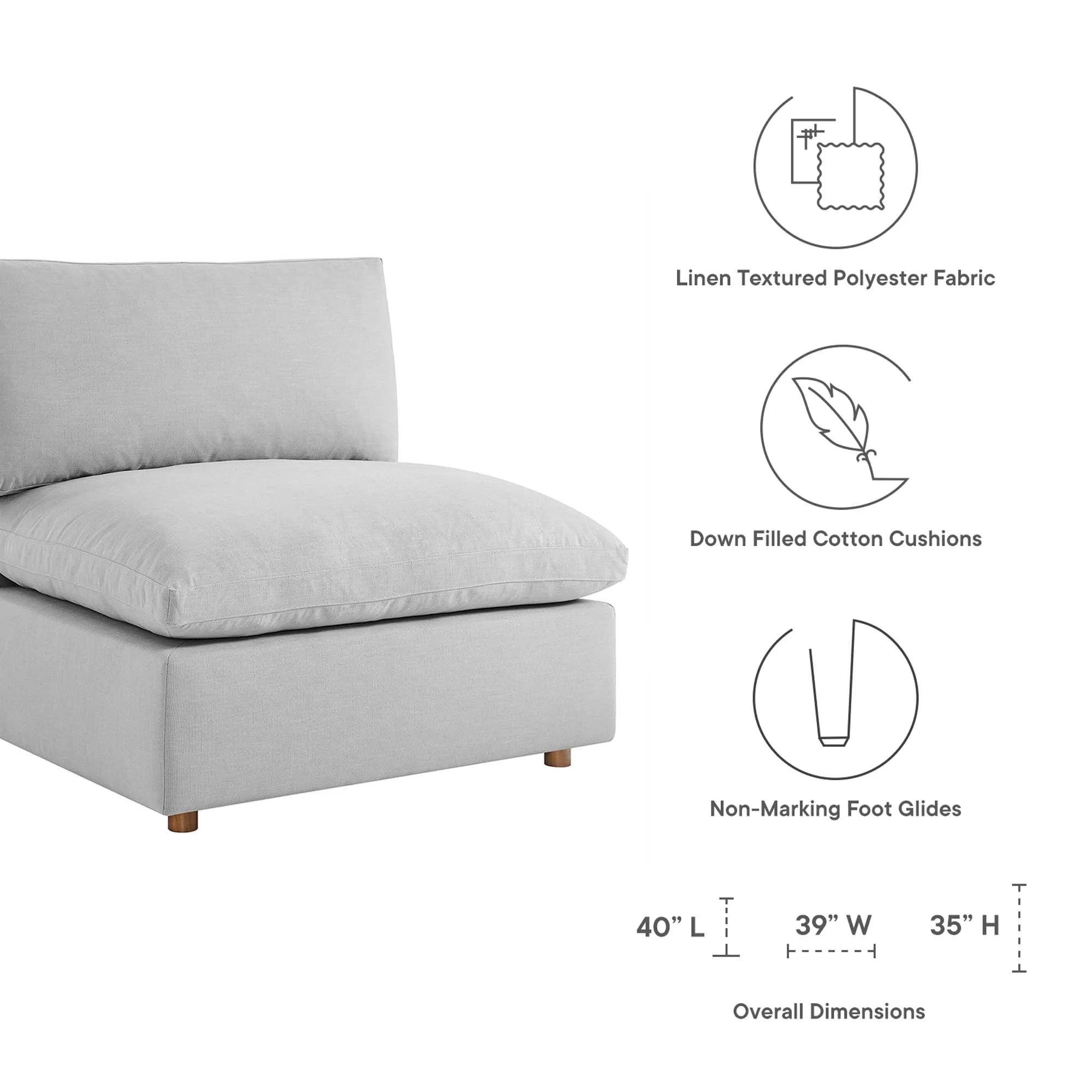 Commix 5 Piece Down Filled Overstuffed Sectional Sofa by Modway