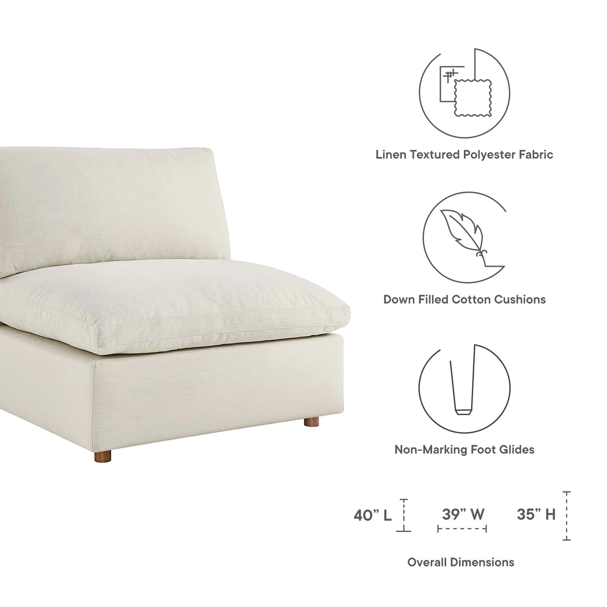 Commix 5 Piece Down Filled Overstuffed Sectional Sofa by Modway