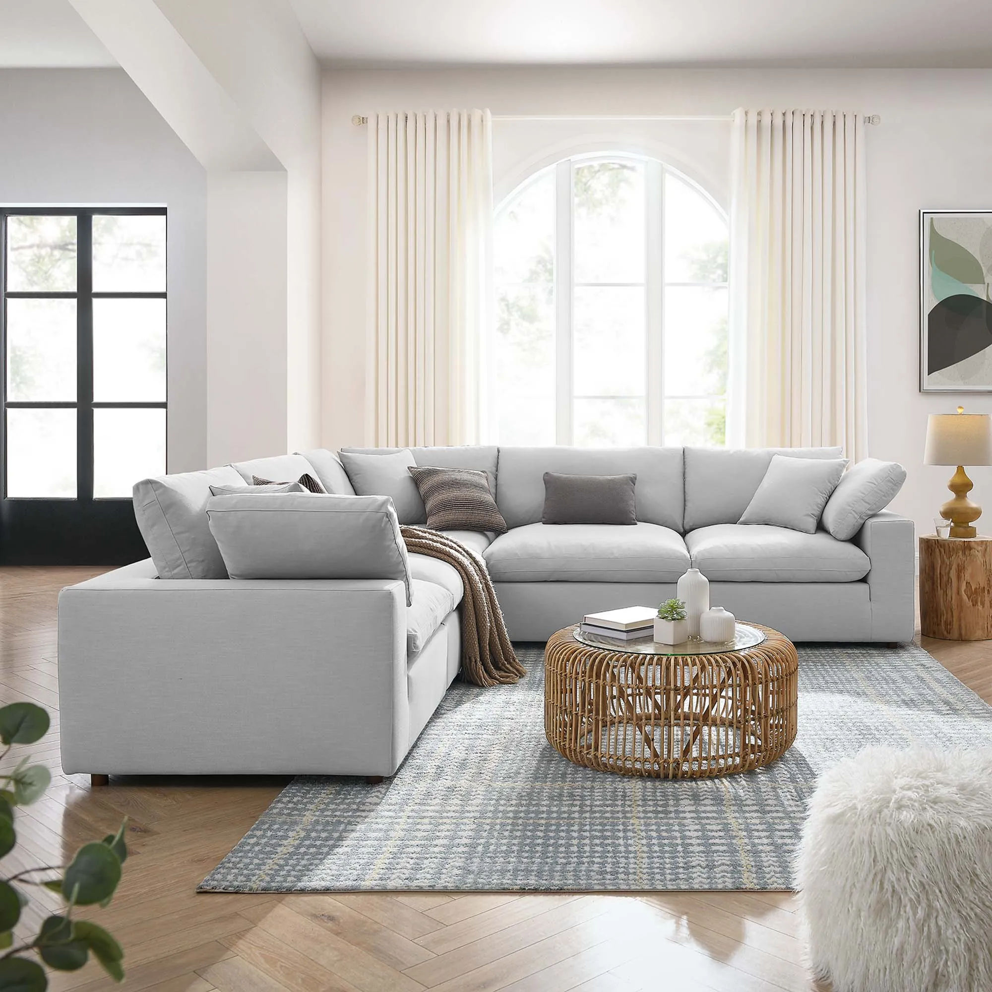Commix 5 Piece Down Filled Overstuffed Sectional Sofa by Modway