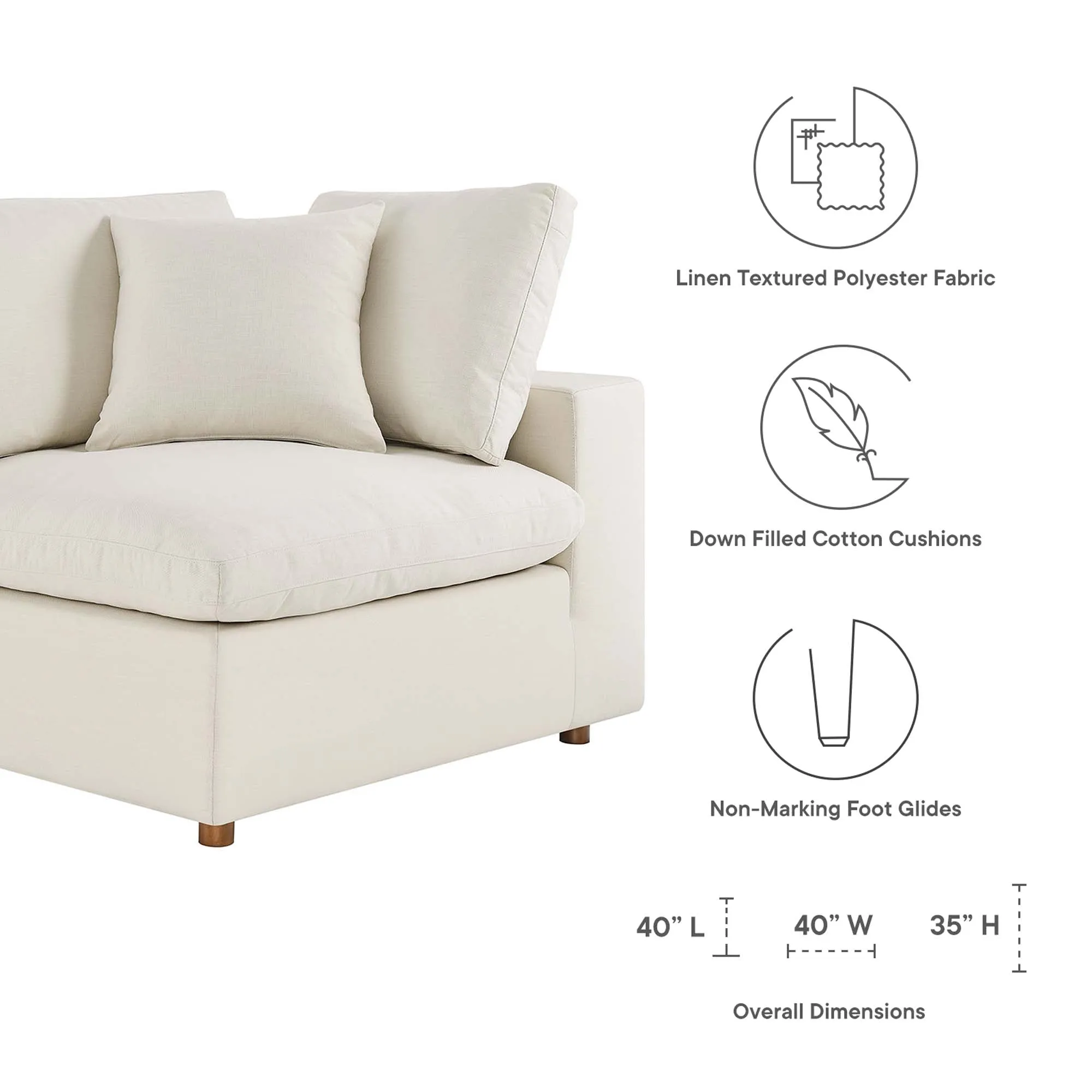 Commix 5 Piece Down Filled Overstuffed Sectional Sofa by Modway