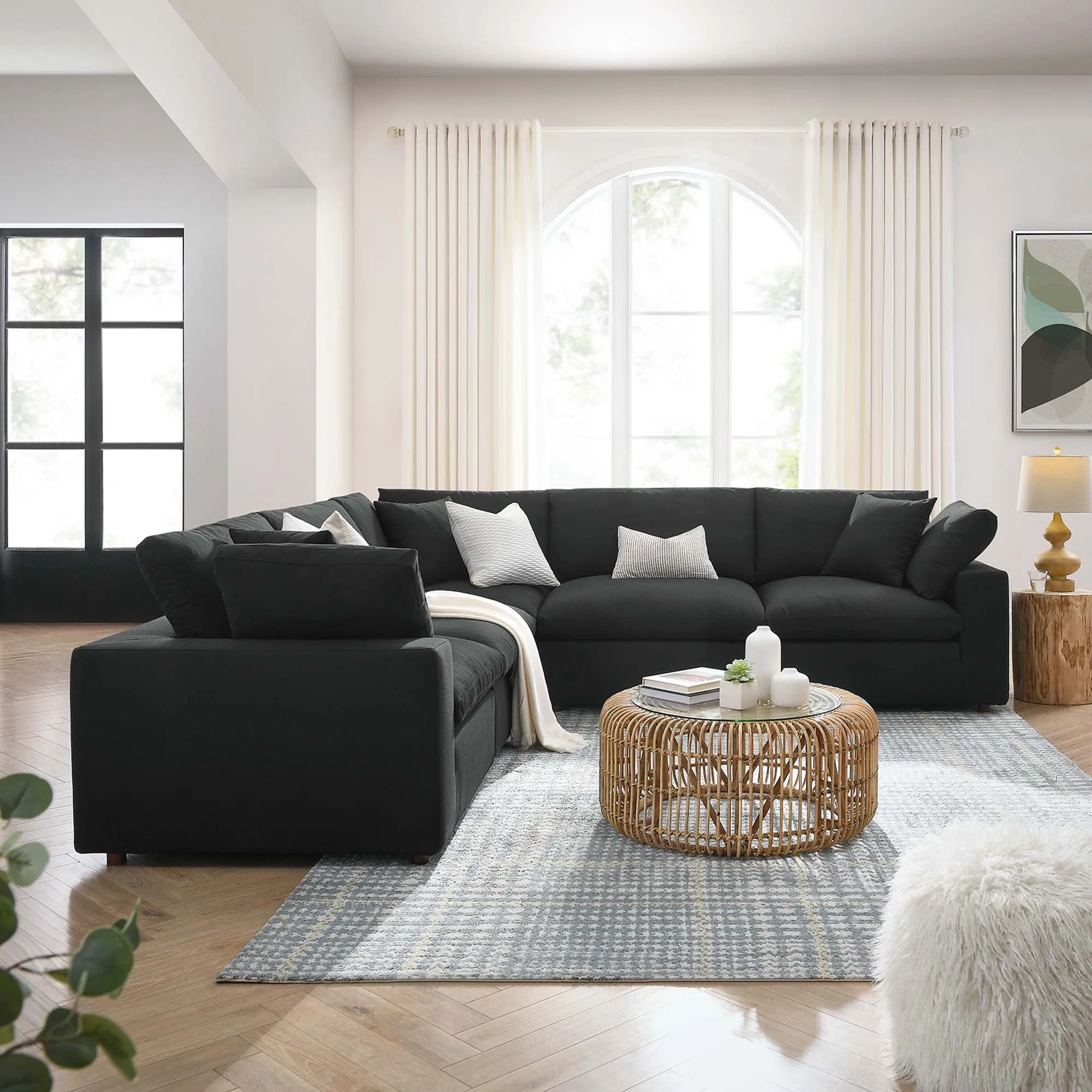 Commix 5 Piece Down Filled Overstuffed Sectional Sofa by Modway