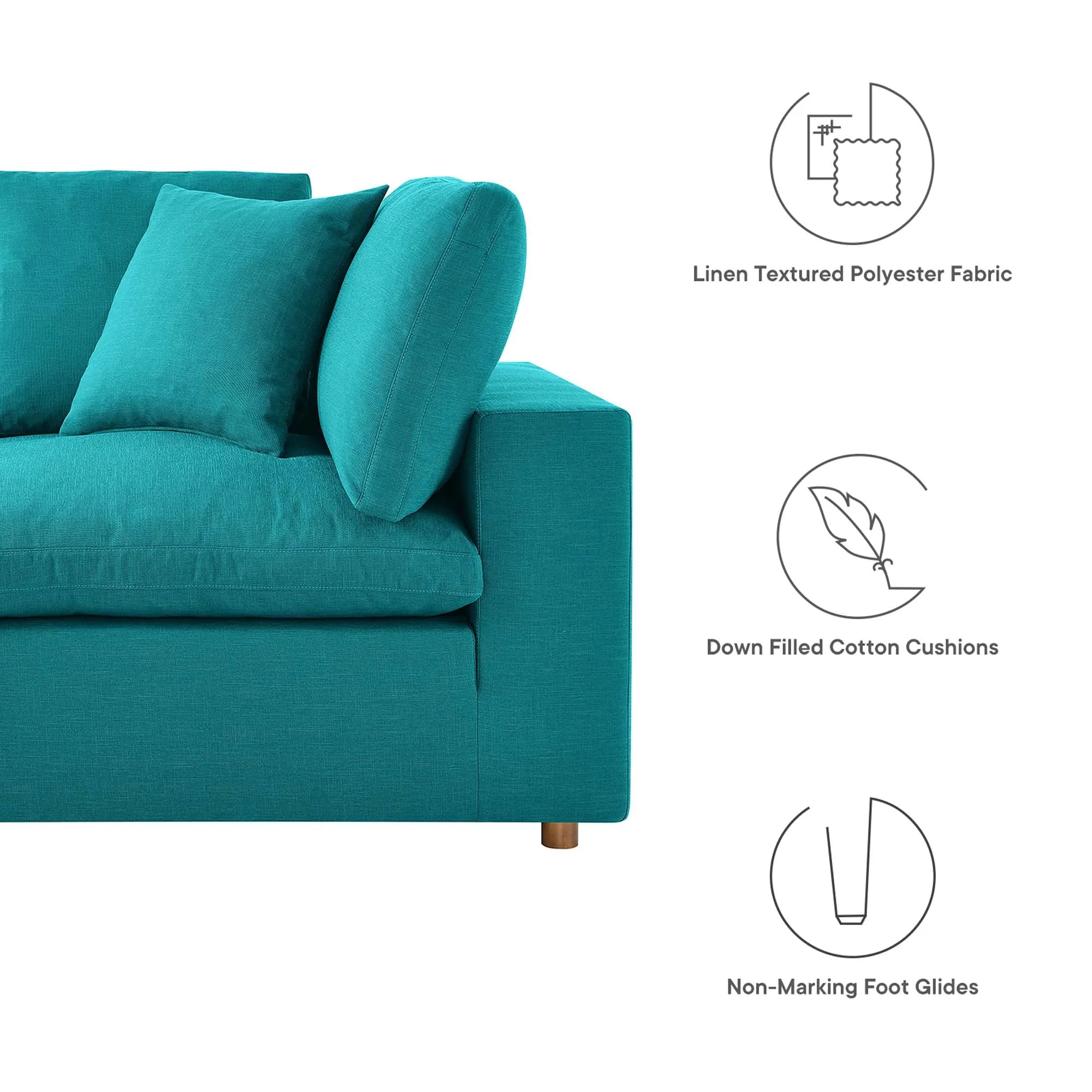 Commix 5 Piece Down Filled Overstuffed Sectional Sofa by Modway