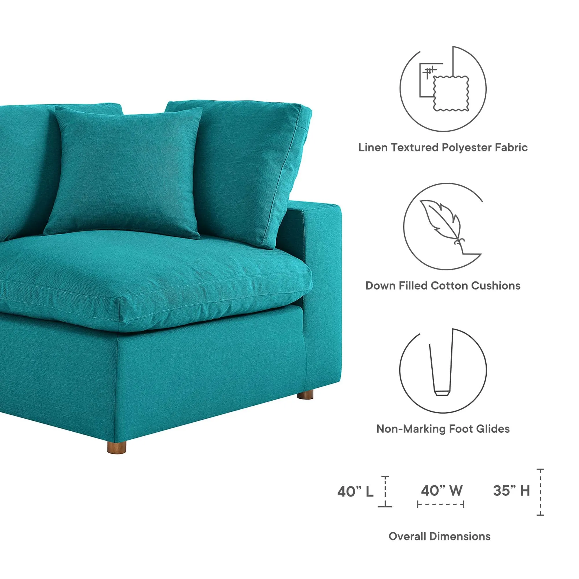 Commix 5 Piece Down Filled Overstuffed Sectional Sofa by Modway