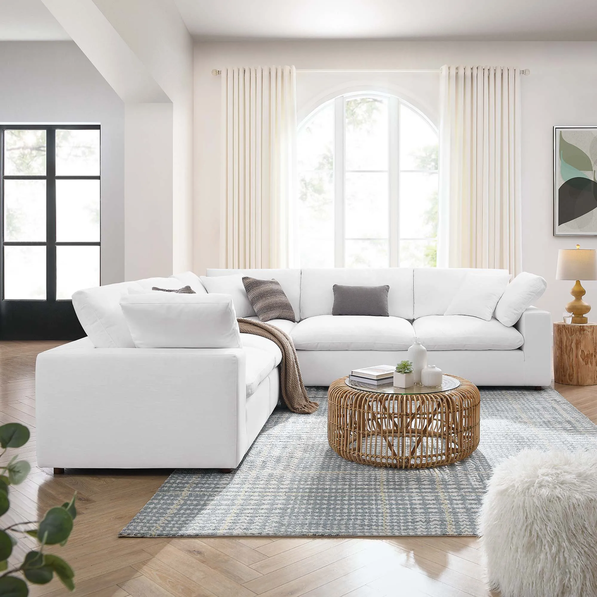 Commix 5 Piece Down Filled Overstuffed Sectional Sofa by Modway