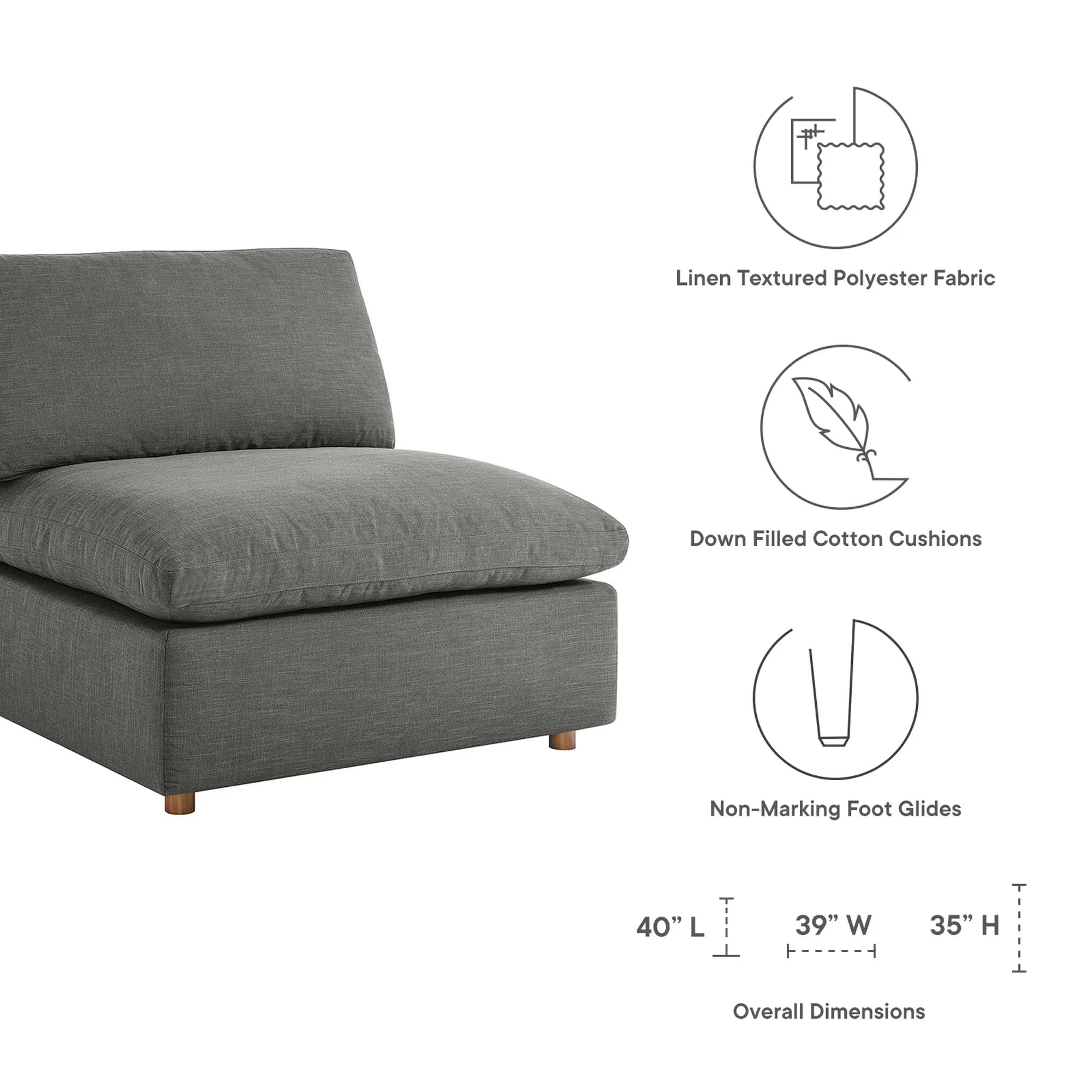 Commix 5 Piece Down Filled Overstuffed Sectional Sofa by Modway