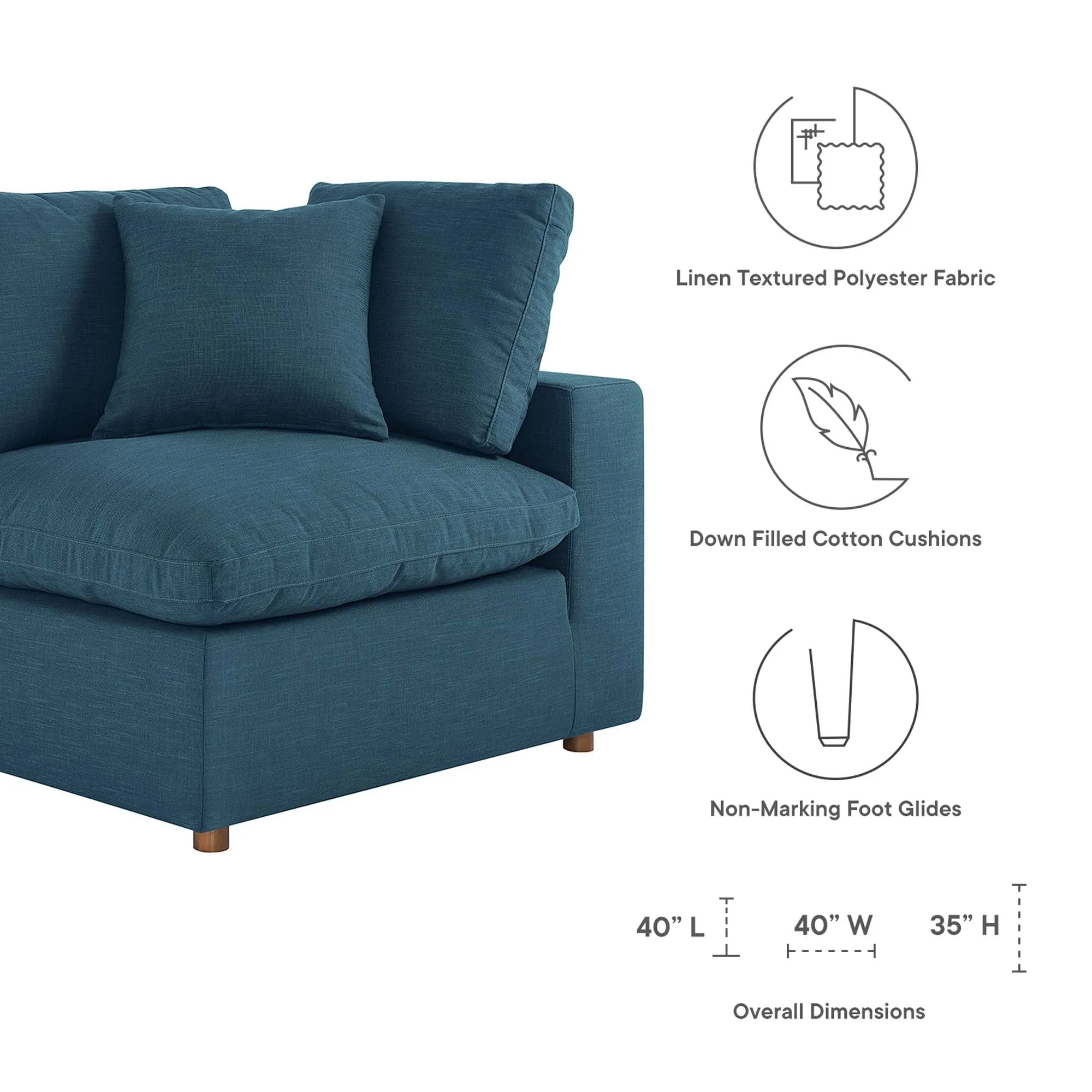 Commix 5 Piece Down Filled Overstuffed Sectional Sofa by Modway