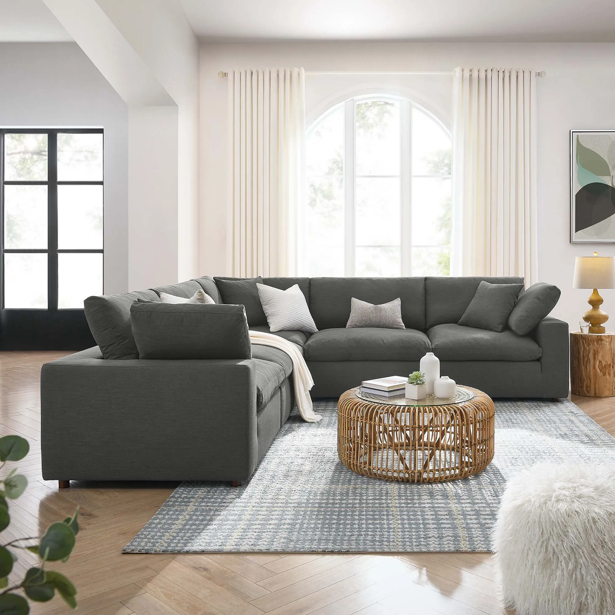 Commix 5 Piece Down Filled Overstuffed Sectional Sofa by Modway