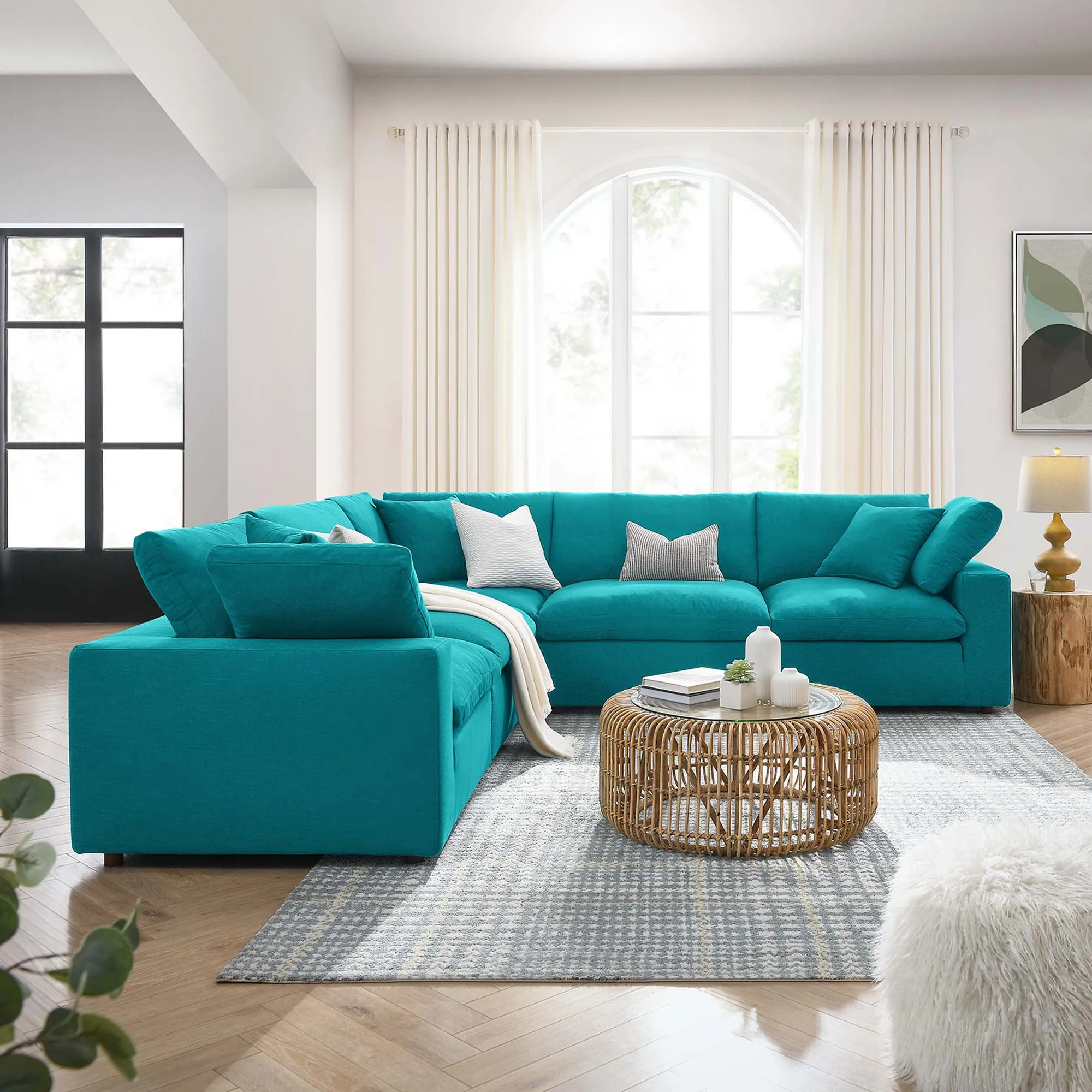 Commix 5 Piece Down Filled Overstuffed Sectional Sofa by Modway