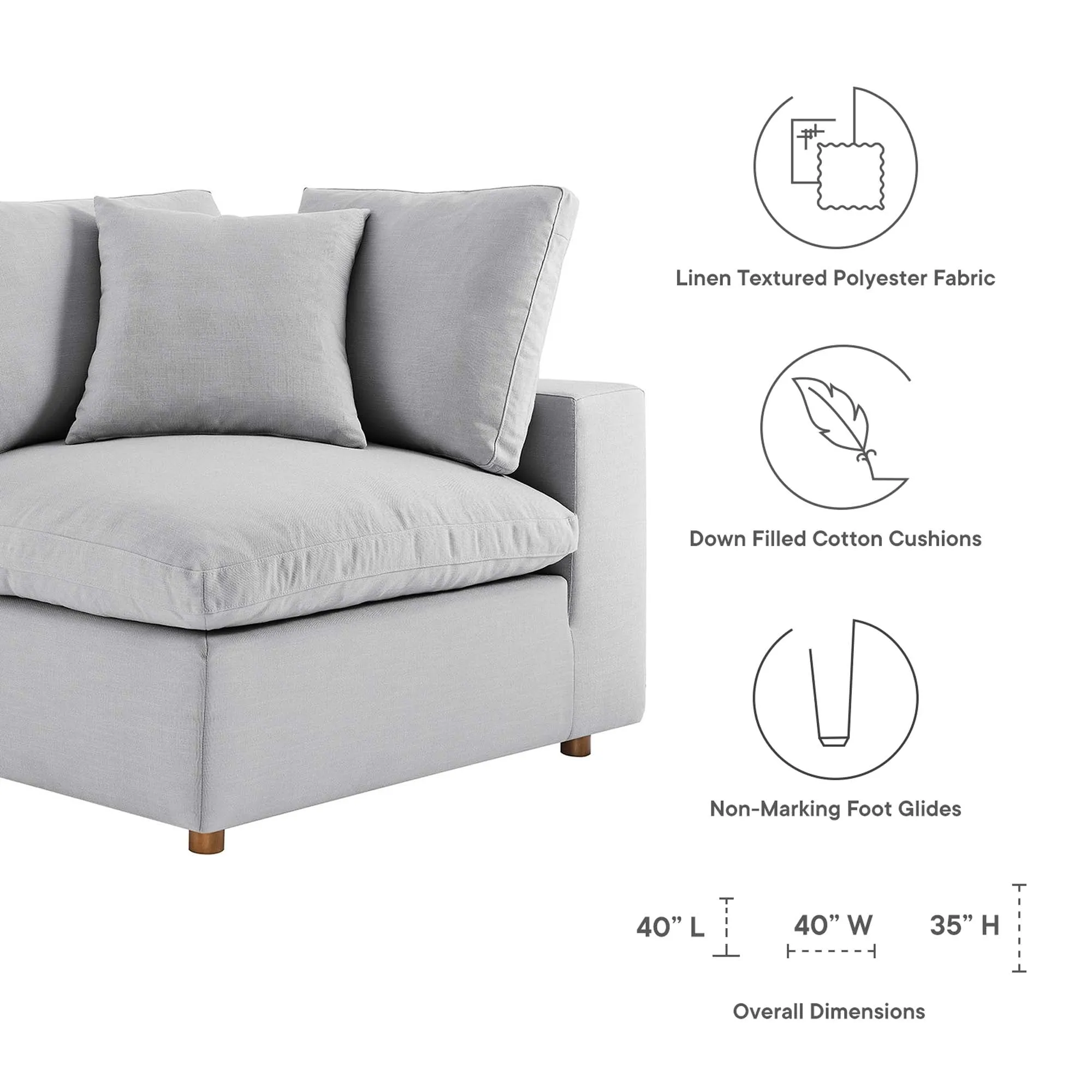 Commix 5 Piece Down Filled Overstuffed Sectional Sofa by Modway