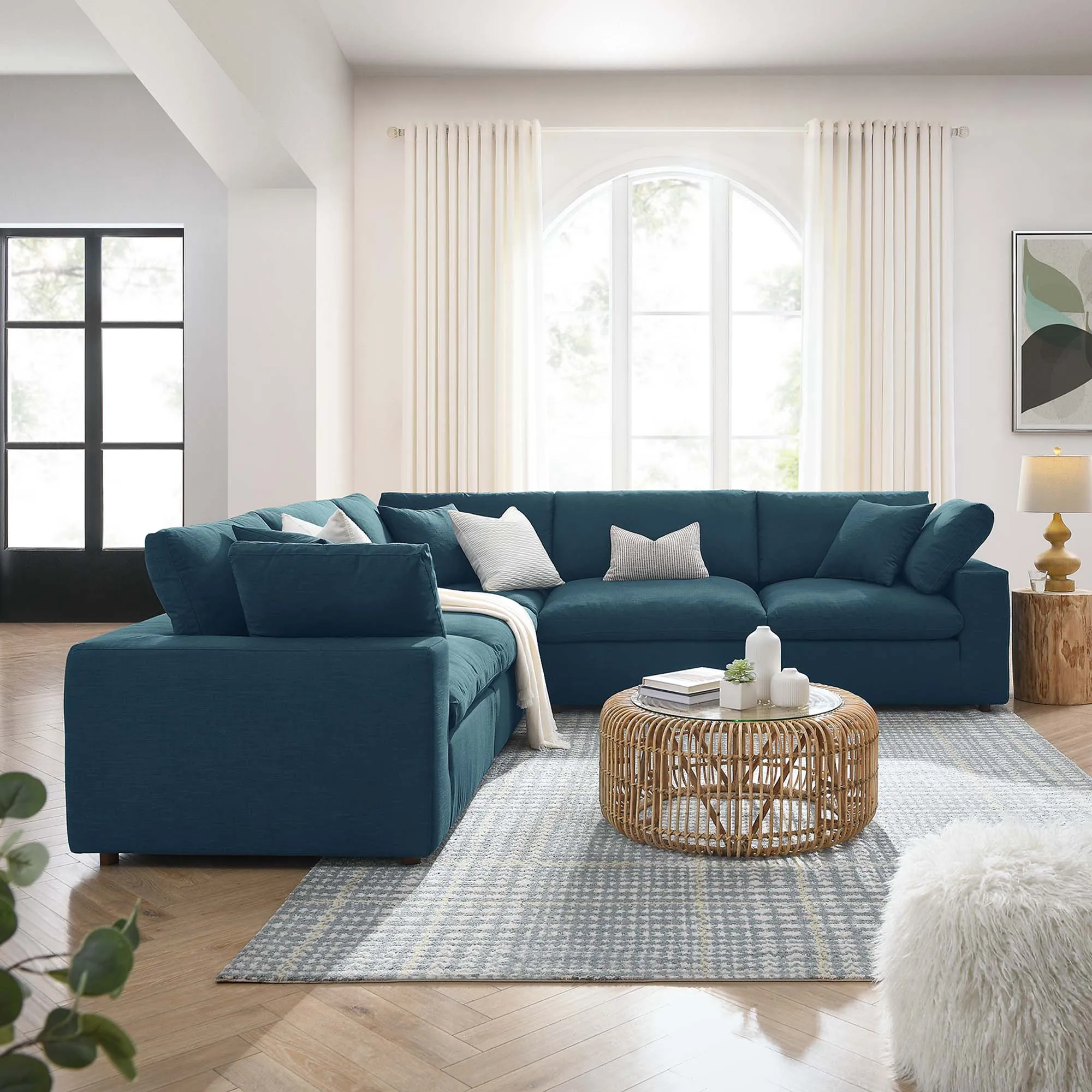 Commix 5 Piece Down Filled Overstuffed Sectional Sofa by Modway
