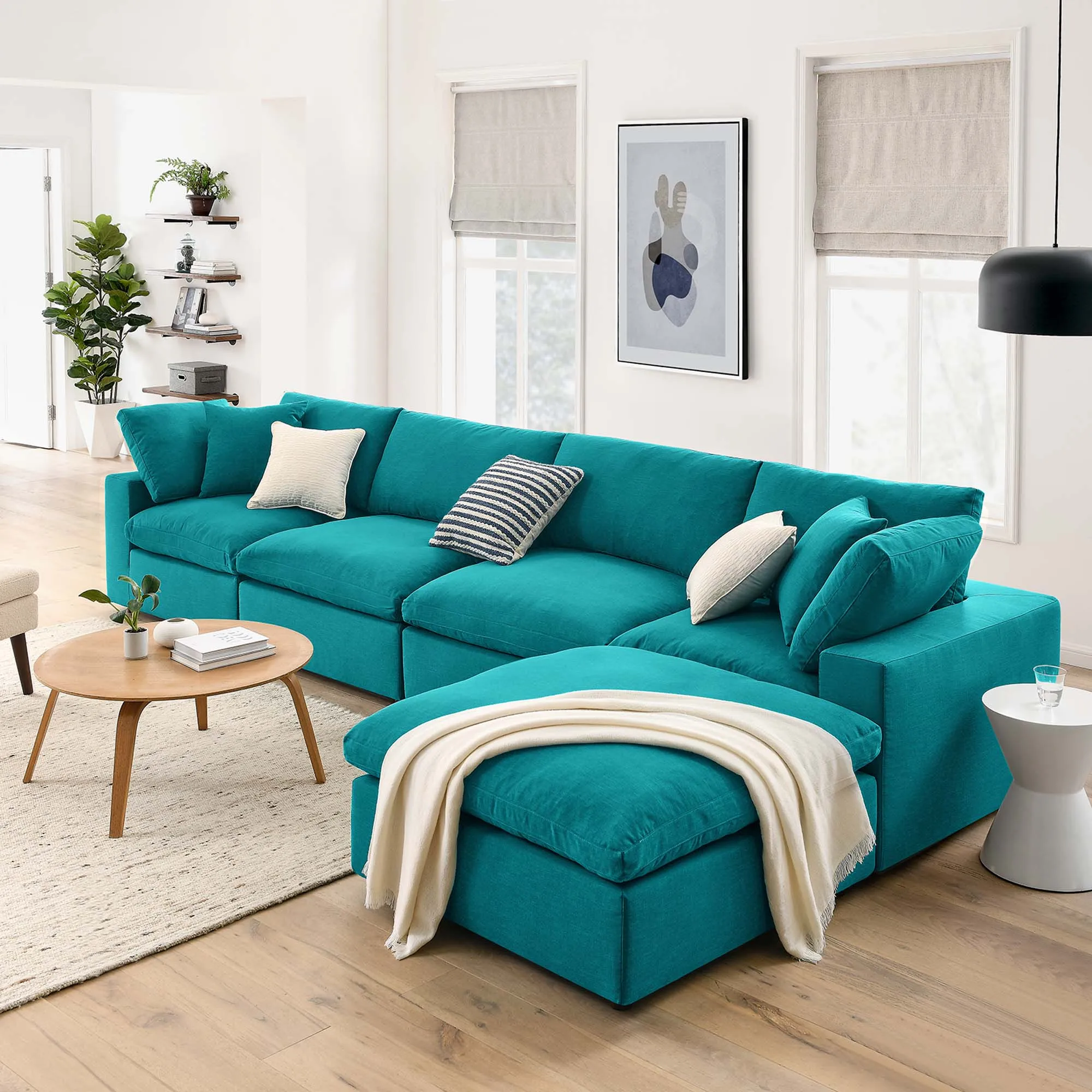 Commix 5 Piece Down Filled Overstuffed Sectional Sofa Set by Modway